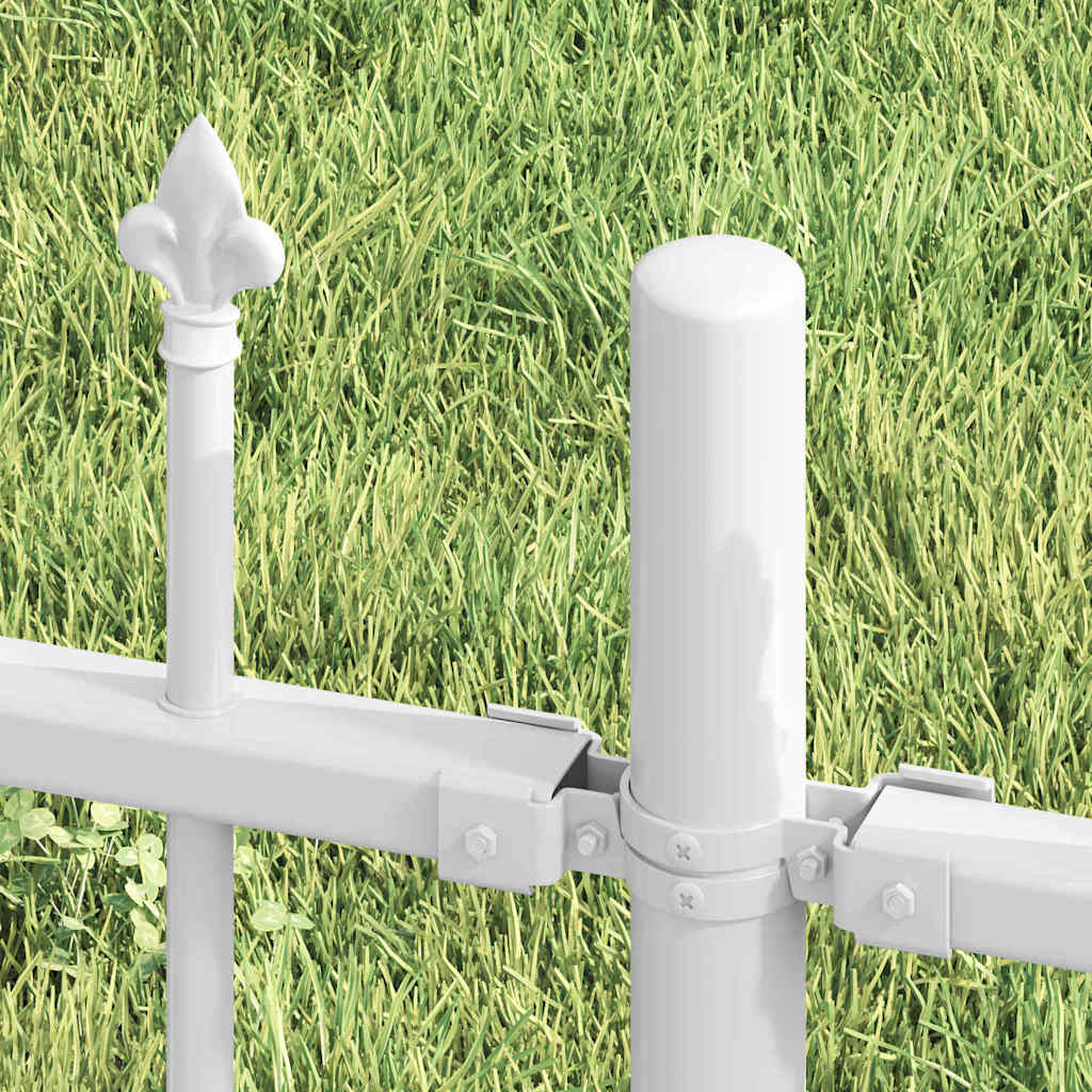 Thumbnail - vidaXL Gartenzaun Weiß 115 cm Pulverbeschichteter Stahl
