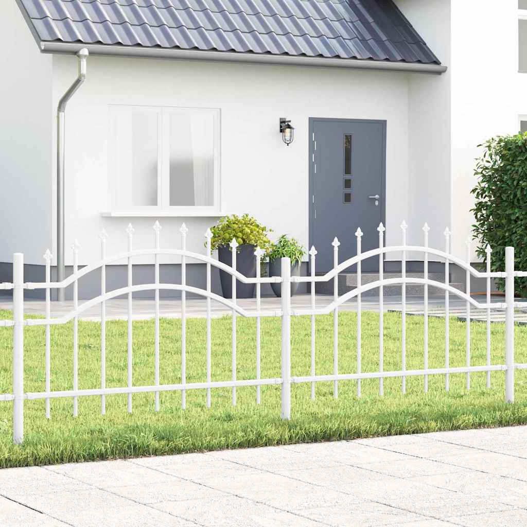 vidaXL Gartenzaun Weiß 115 cm Pulverbeschichteter Stahl