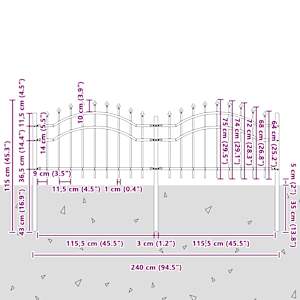Zahradní plot Woerden 240 x 115 cm Práškově lakovaná ocel Bílá - obrázek 7