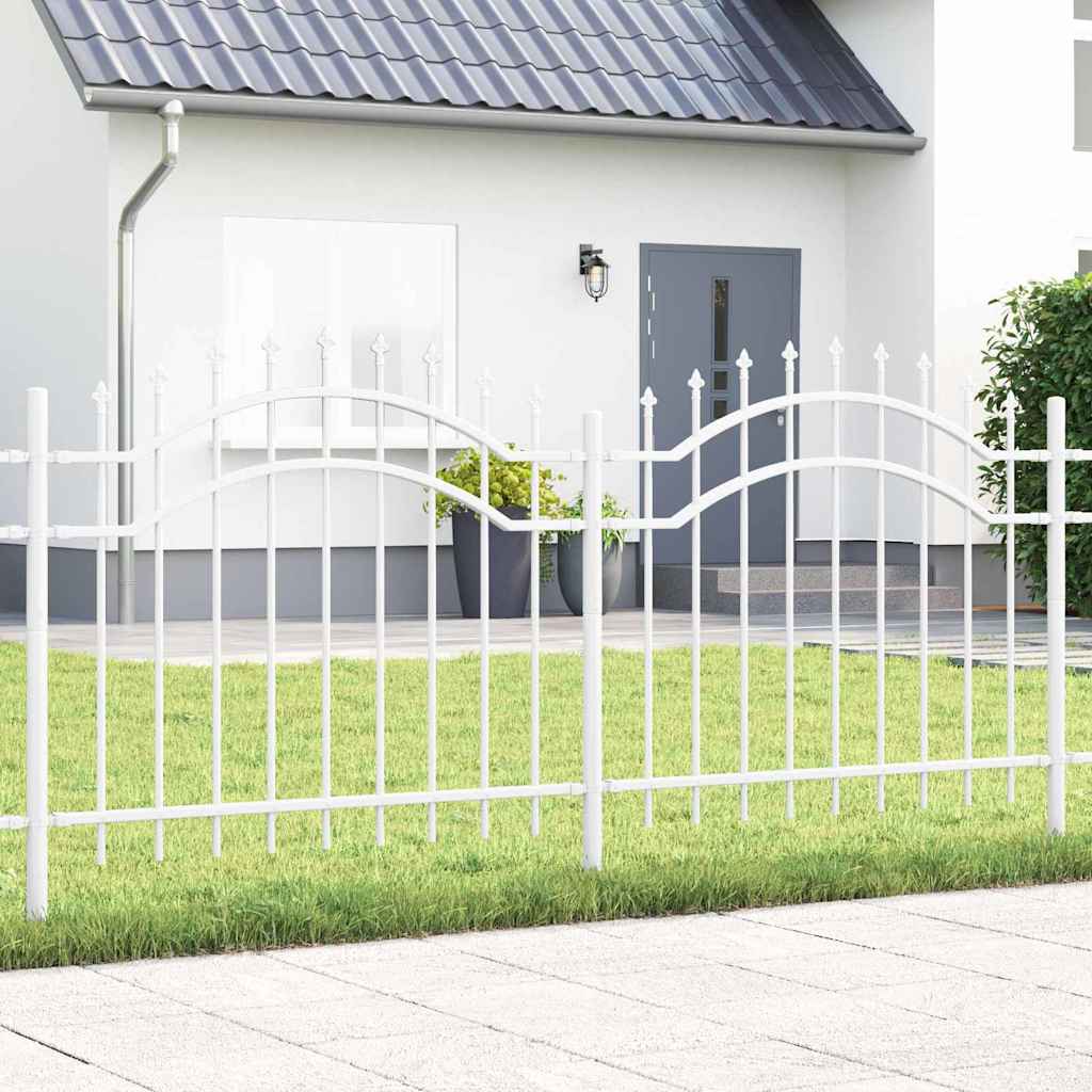 vidaXL Gartenzaun Weiß 140 cm Pulverbeschichteter Stahl