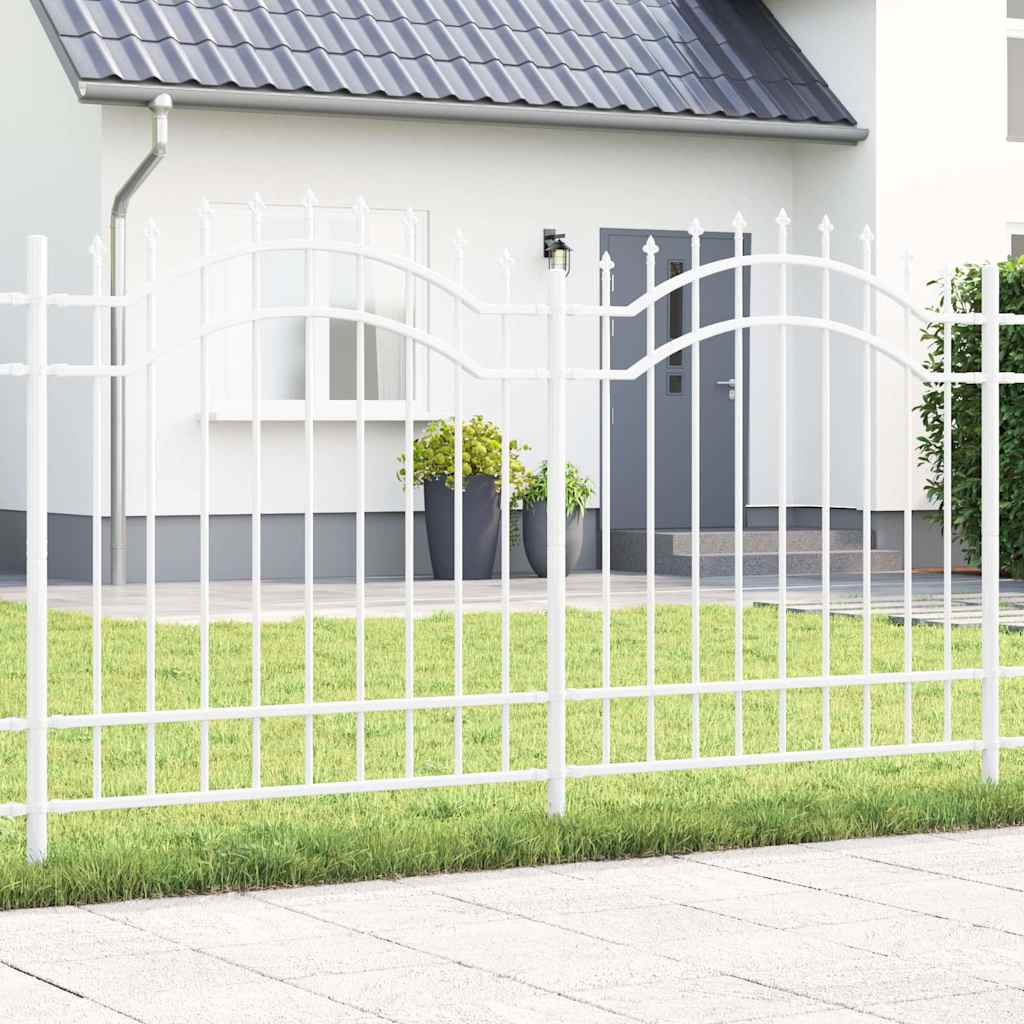 vidaXL Gartenzaun Weiß 165 cm Pulverbeschichteter Stahl