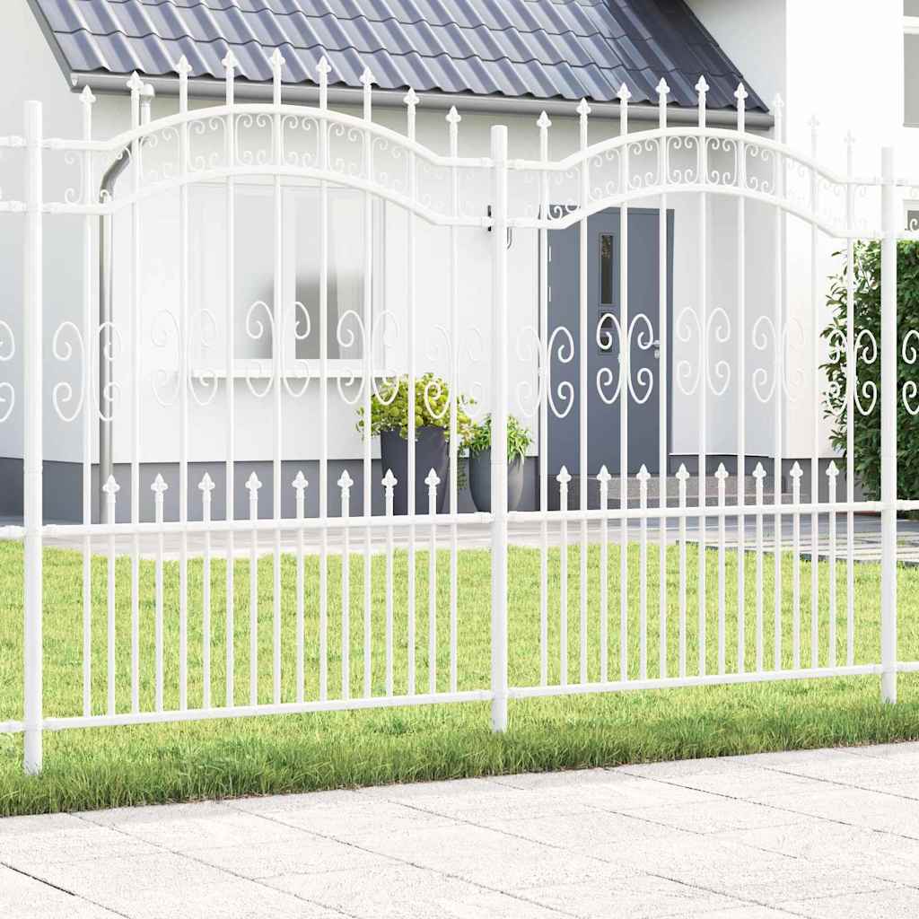 vidaXL Gard de grădină Alb 190 cm Oțel vopsit în pulbere