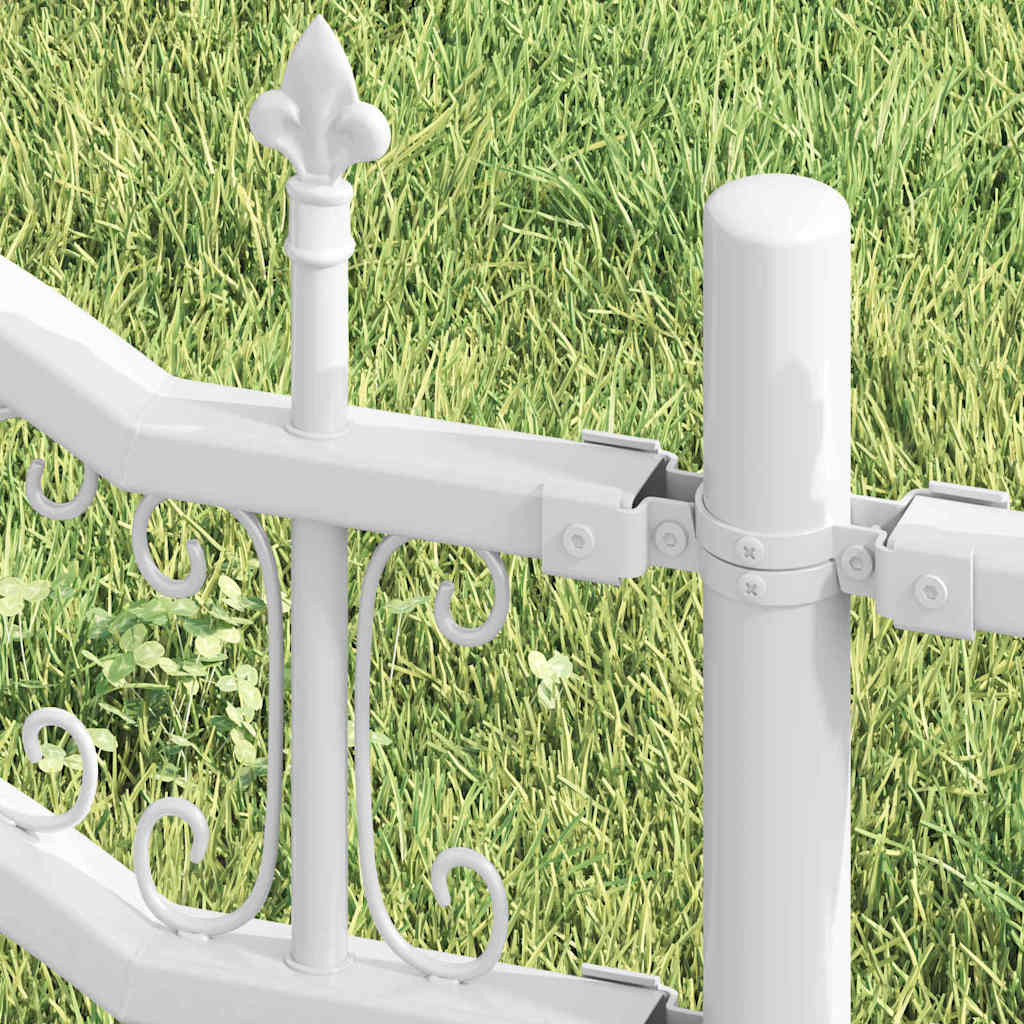 Thumbnail - vidaXL Gartenzaun Weiß 215 cm Pulverbeschichteter Stahl