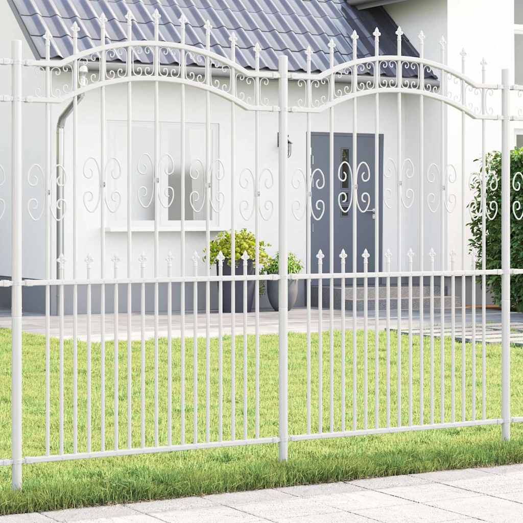 vidaXL Gard de grădină Alb 215 cm Oțel vopsit în pulbere