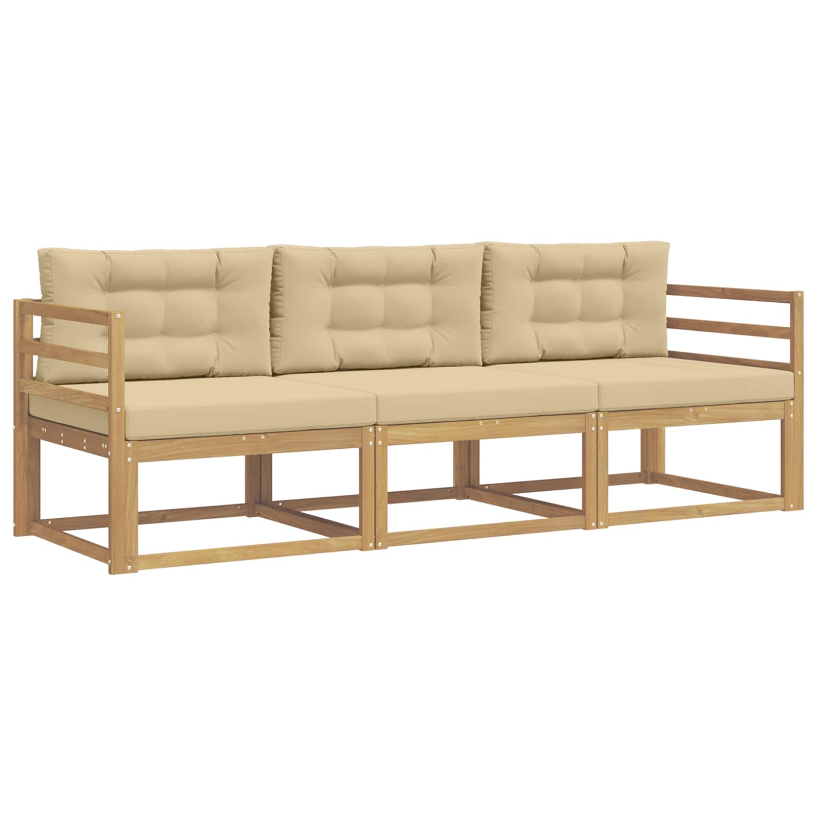 vidaXL Buiten bankenset 3 st Wit en Beige Polyester, foto 3