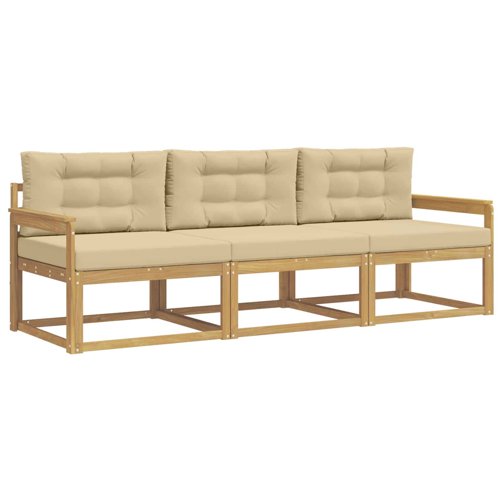 vidaXL Buiten bankenset 3 st Wit en Beige Polyester, foto 3