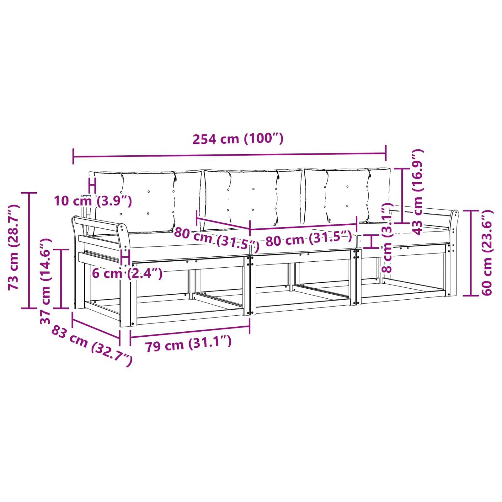 Zunanja garnitura za sedenje 3 pcs Bela in krem Poliester - slika 6