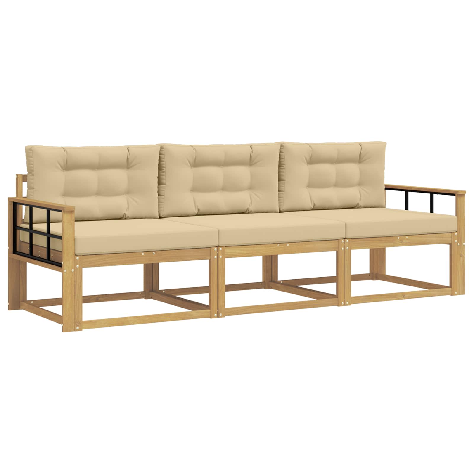 vidaXL Buiten bankenset 3 st Wit en Beige Polyester, foto 3