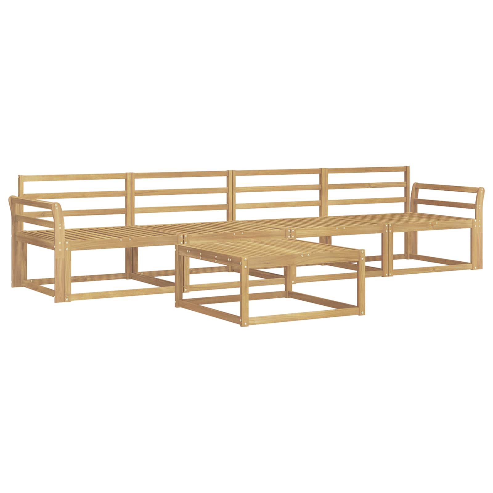 Buiten bankenset 5 pcs Wit 79 x 79 x 37 cm Massief Acaciahout image 2