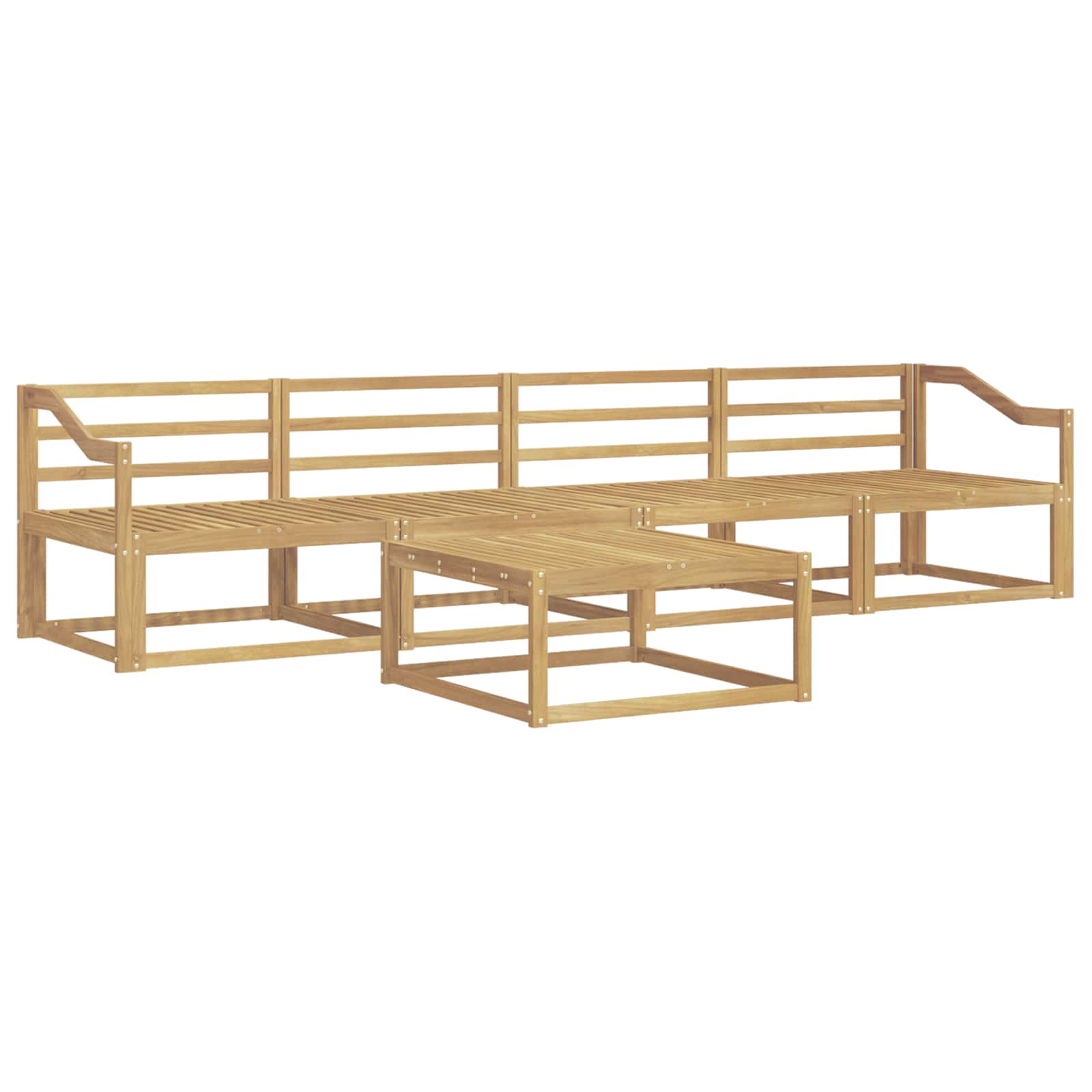 Buiten bankenset 5 pcs Wit 79 x 79 x 37 cm Massief Acaciahout image 2