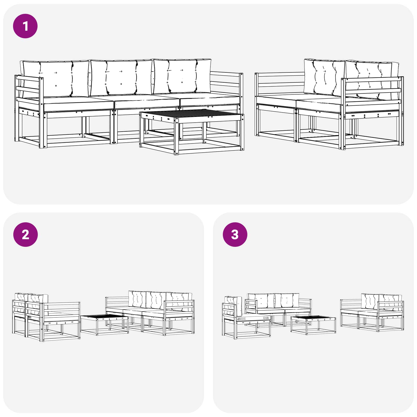Zunanja garnitura za sedenje z blazino 6 pcs Bela in antracit - slika 6
