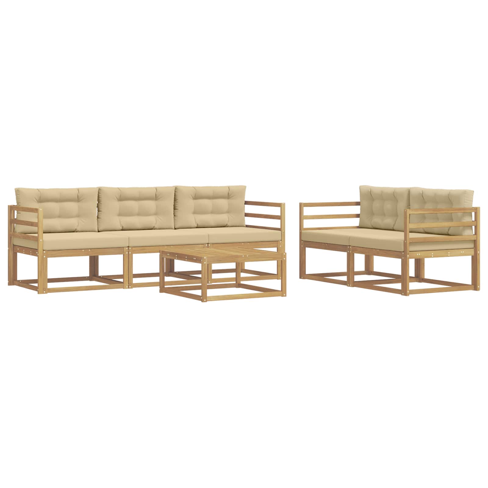 vidaXL Buiten bankenset 6 st 5-zits Wit en Beige, foto 3