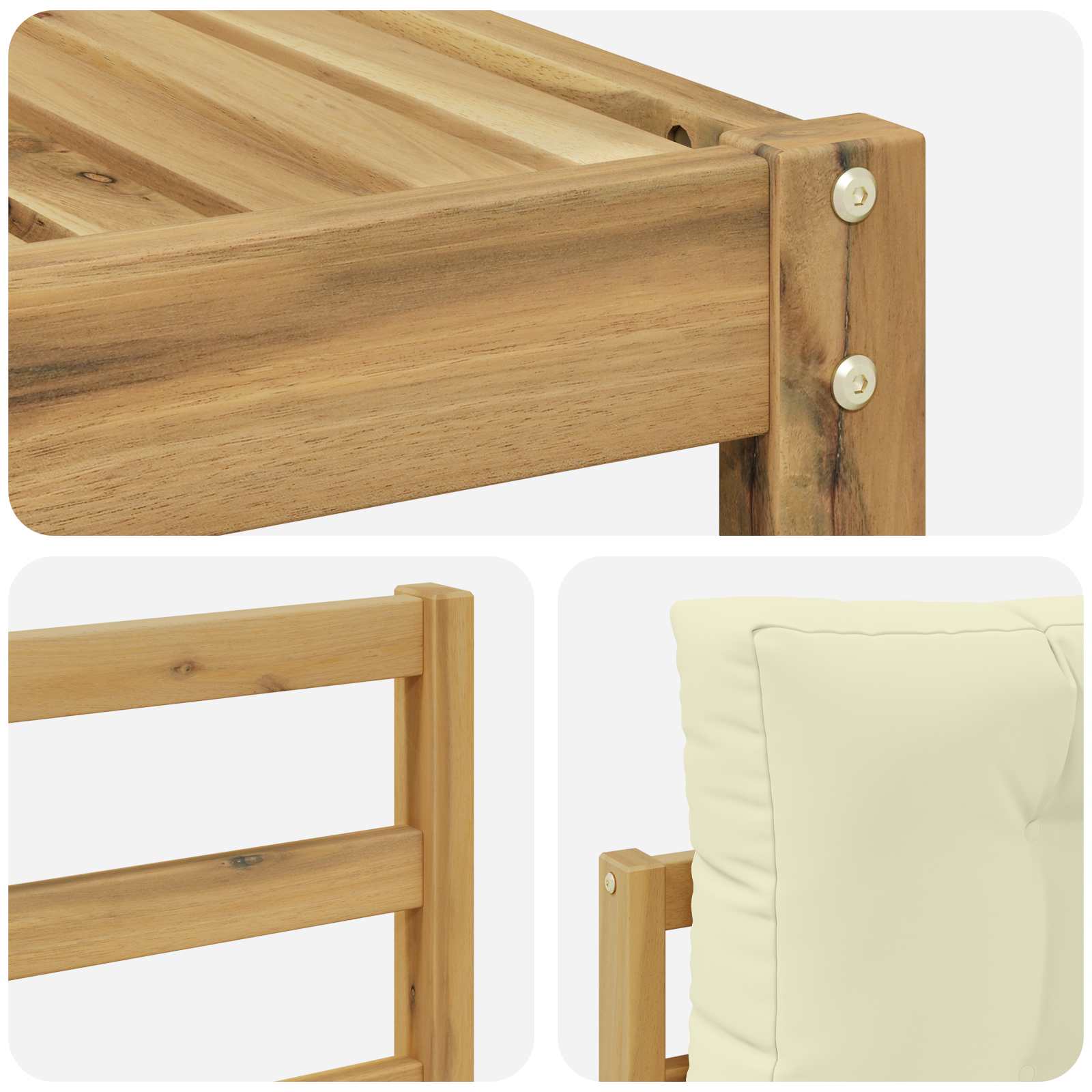 Zunanja garnitura za sedenje z blazino 7 pcs Bela in krem - slika 5
