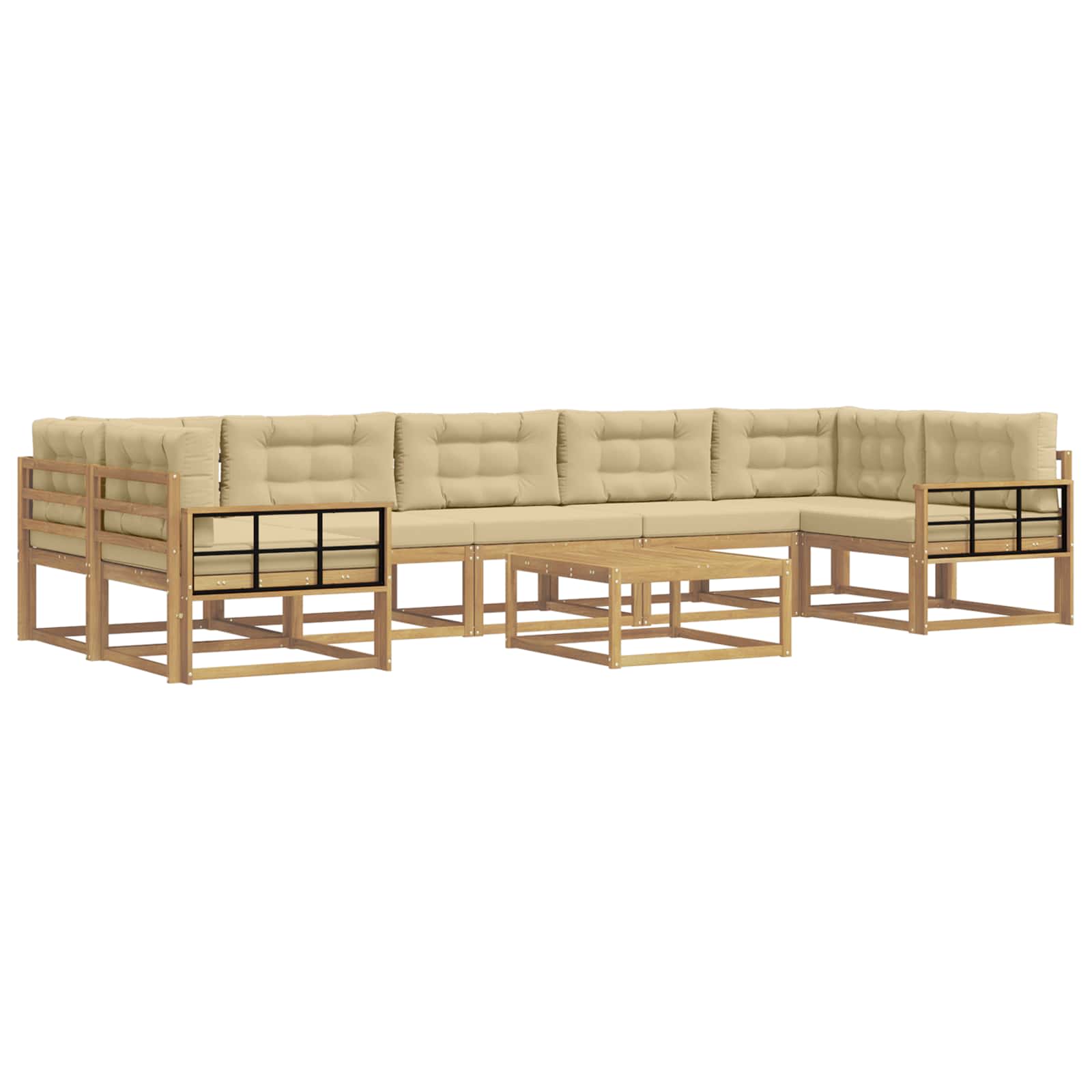 vidaXL Buiten bankenset 6 st 7-zits Wit en Beige, foto 3
