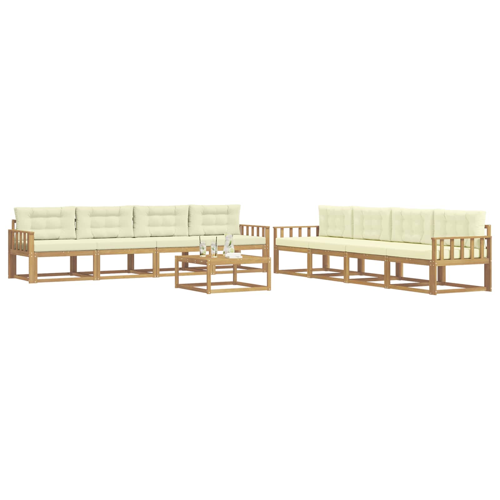 Zunanja garnitura za sedenje 9 pcs Bela in krem 79 x 79 x 37 cm - slika 2