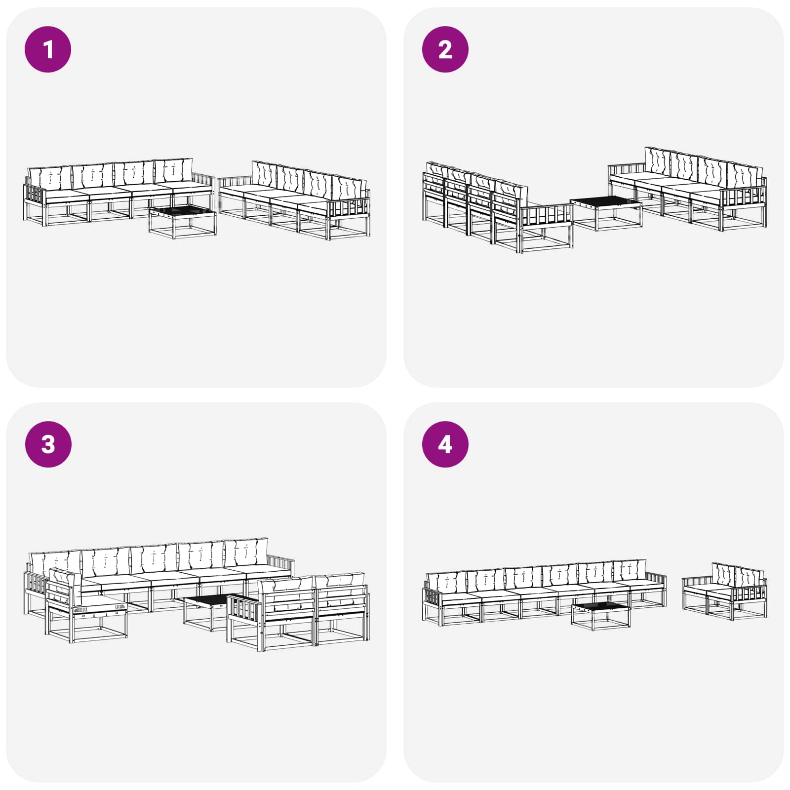 Zunanja garnitura za sedenje 9 pcs Bela in krem 79 x 79 x 37 cm - slika 6