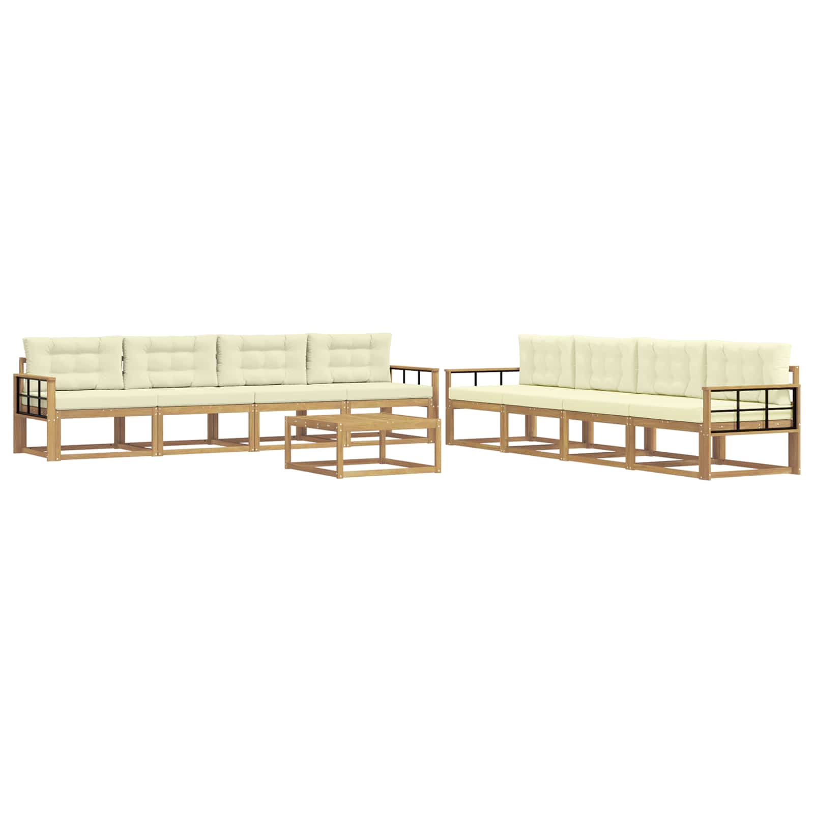 Zunanja garnitura za sedenje 9 pcs Bela in krem 79 x 79 x 37 cm - slika 2