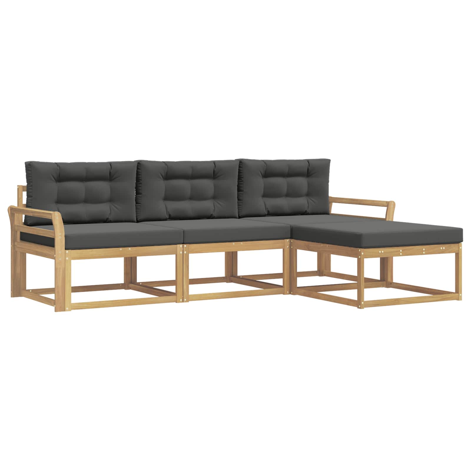 vidaXL Buiten bankenset 4 st Wit en antracietkleurig Polyester, foto 3
