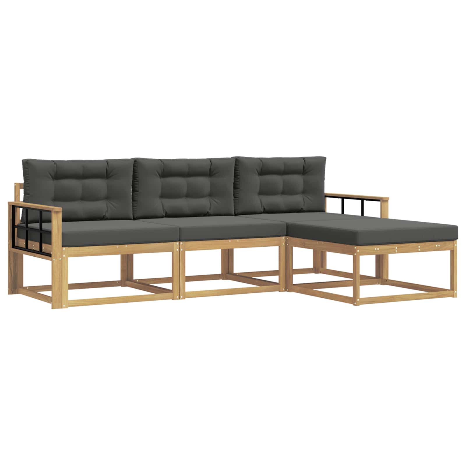 vidaXL Buiten bankenset 4 st Wit en antracietkleurig Polyester, foto 3