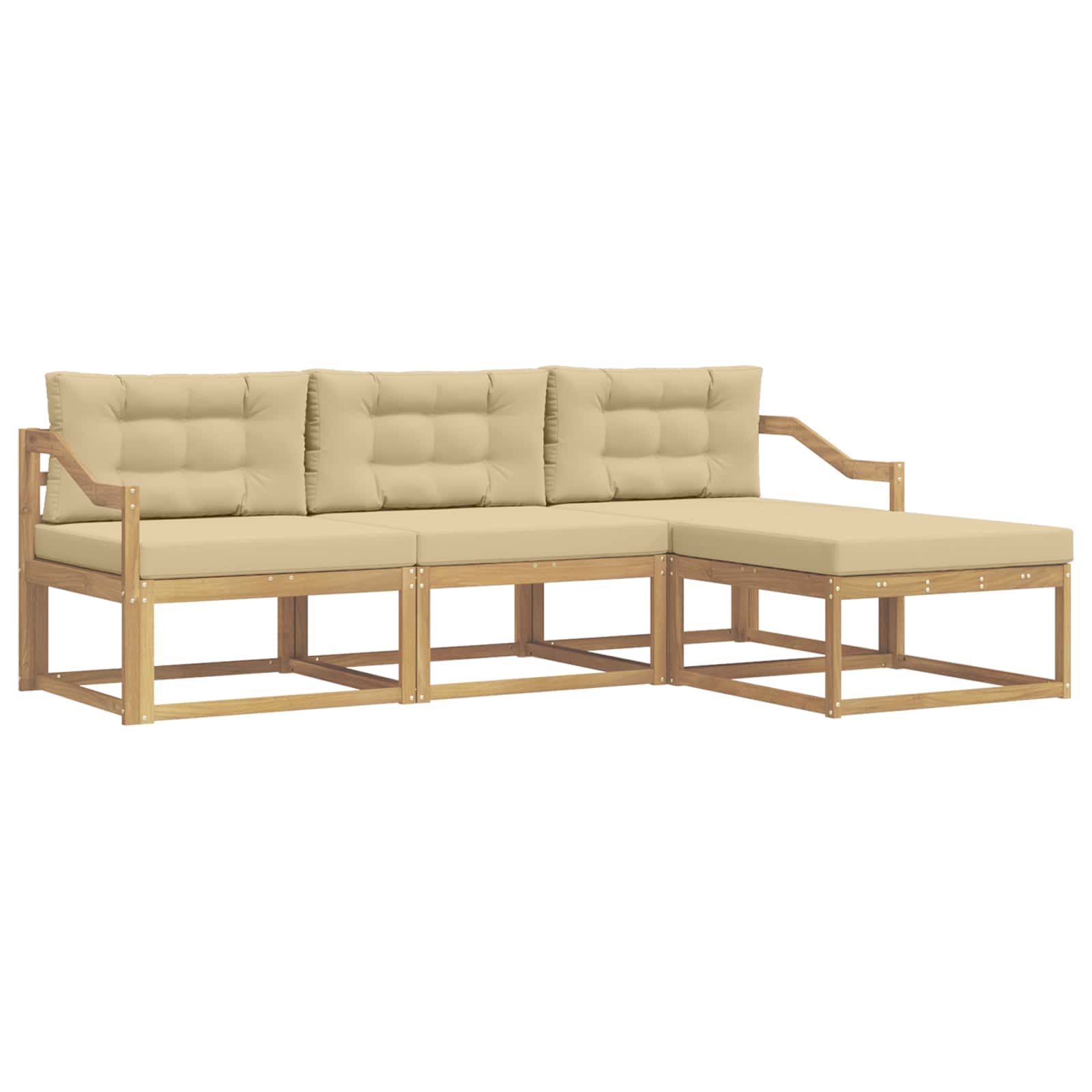 vidaXL Buiten bankenset 4 st Wit en Beige Polyester, foto 3