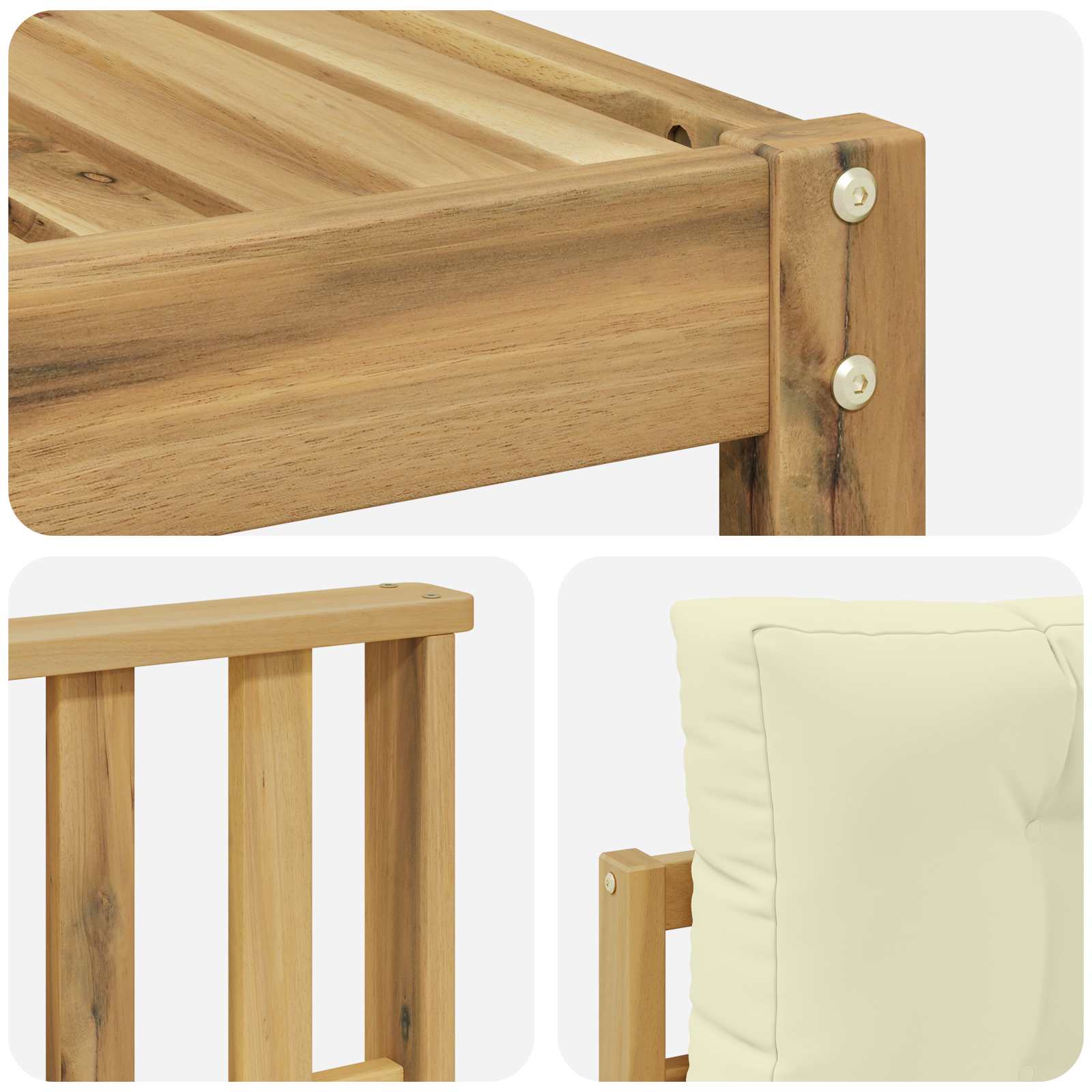 Zunanja garnitura za sedenje 4 pcs Bela in krem Poliester - slika 5