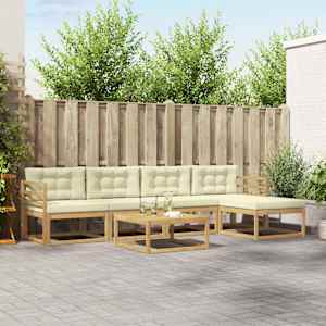 Zunanja garnitura za sedenje 6 pcs Bela in krem 79 x 79 x 37 cm