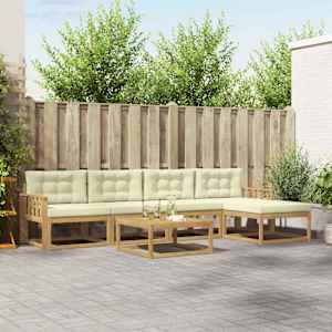 Zunanja garnitura za sedenje 6 pcs Bela in krem 79 x 79 x 37 cm