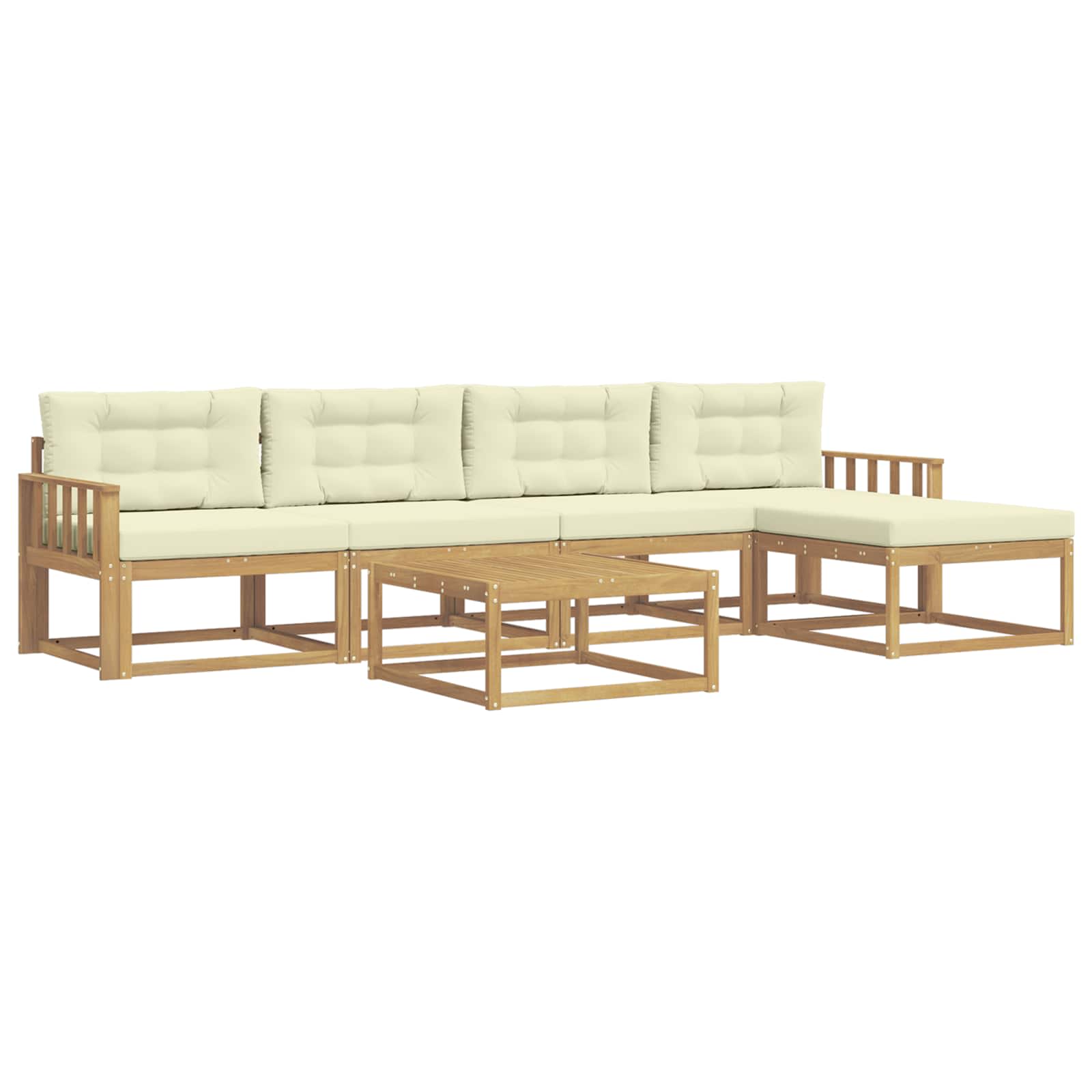 Zunanja garnitura za sedenje 6 pcs Bela in krem 79 x 79 x 37 cm - slika 2