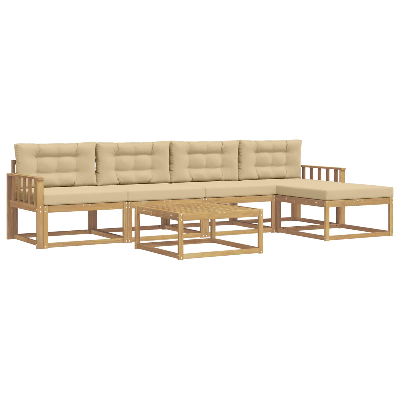 Zunanja garnitura za sedenje 6 pcs Bela in bež 79 x 79 x 37 cm - slika 2