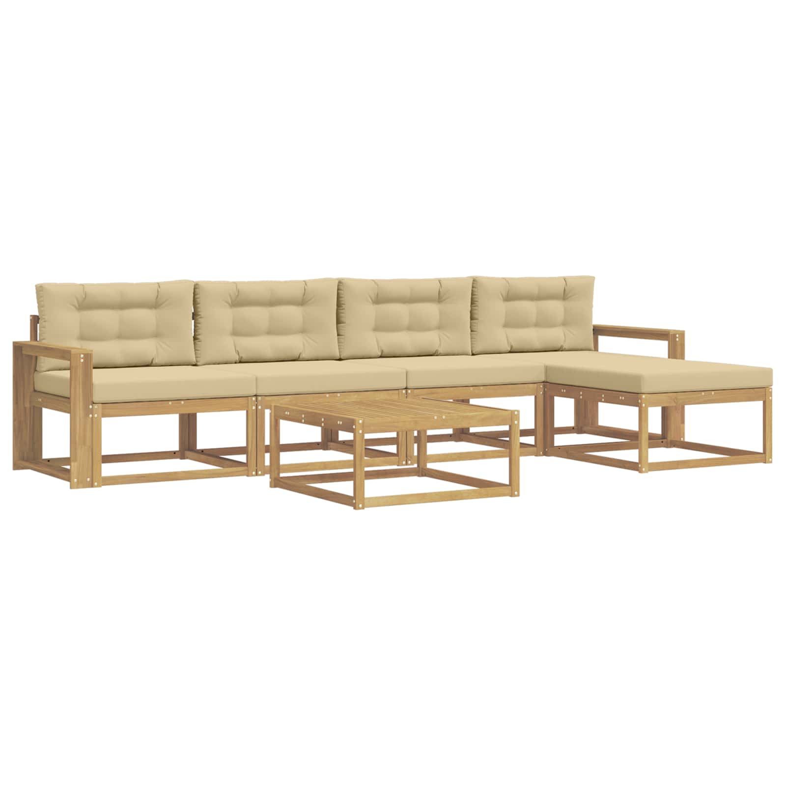 Zunanja garnitura za sedenje 6 pcs Bela in bež 79 x 79 x 37 cm - slika 2