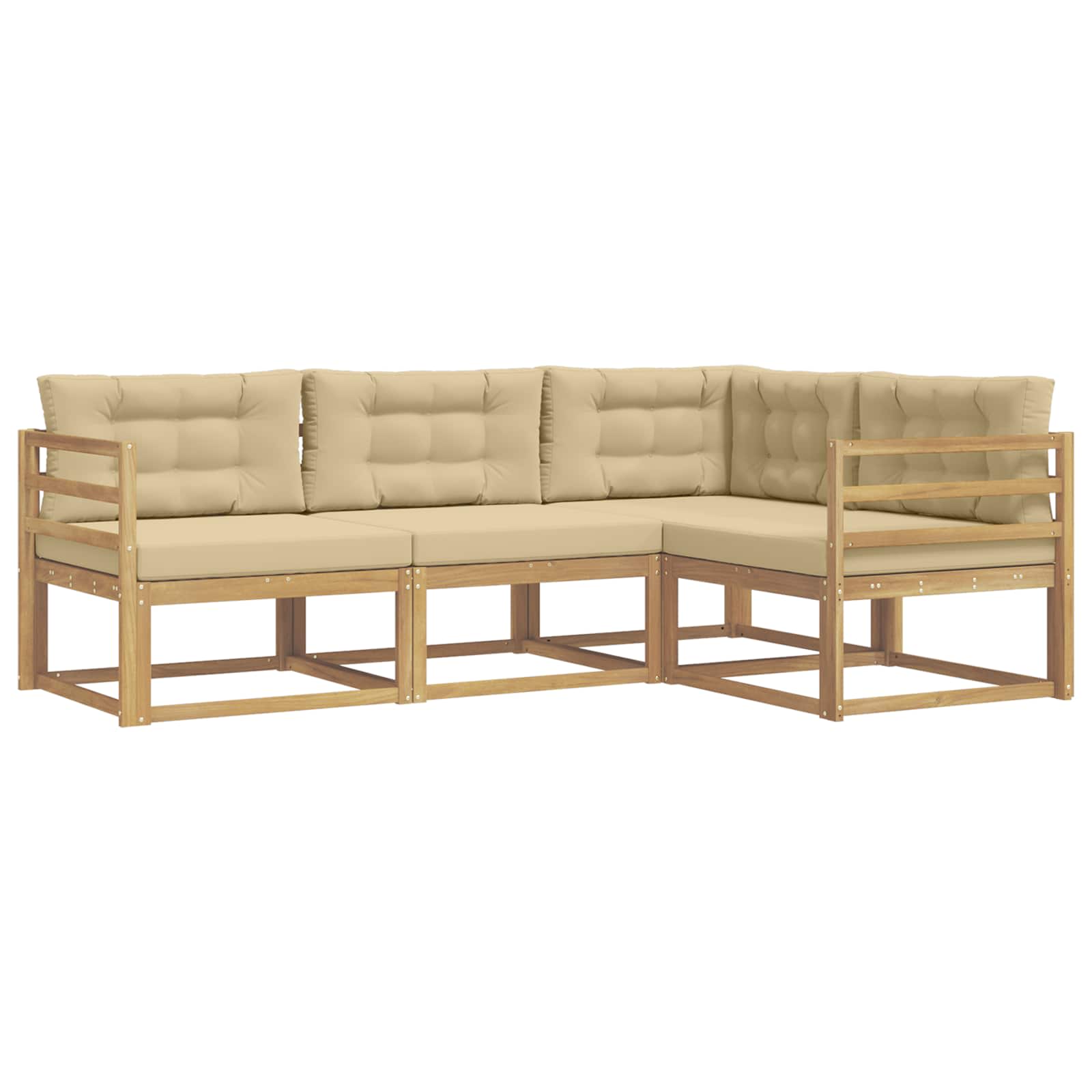 vidaXL Buiten bankenset 4 st Wit en Beige 245,5 x 166,5 x 73 cm, foto 3