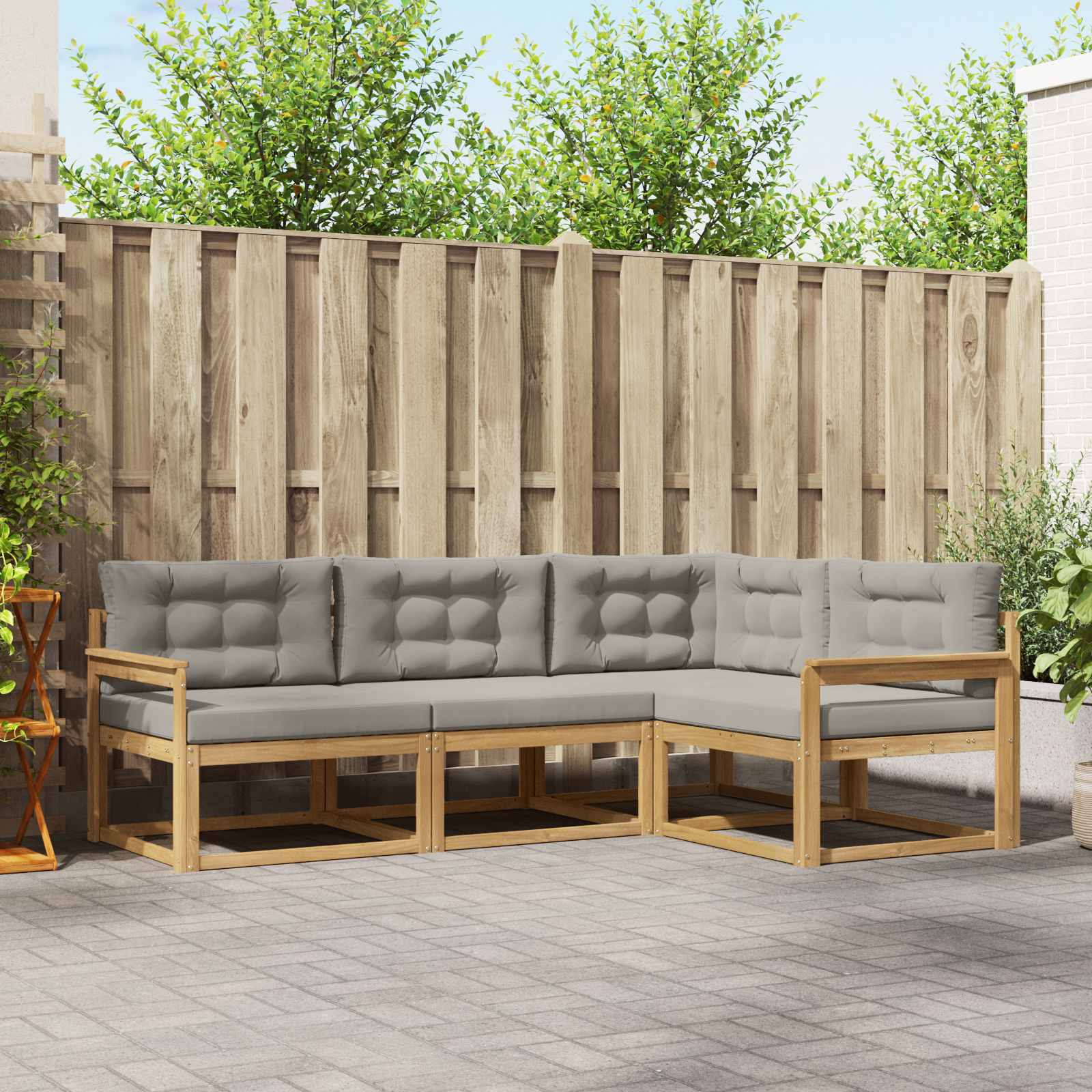 vidaXL Set de canapele de exterior 3 pcs Alb și gri deschis Poliester