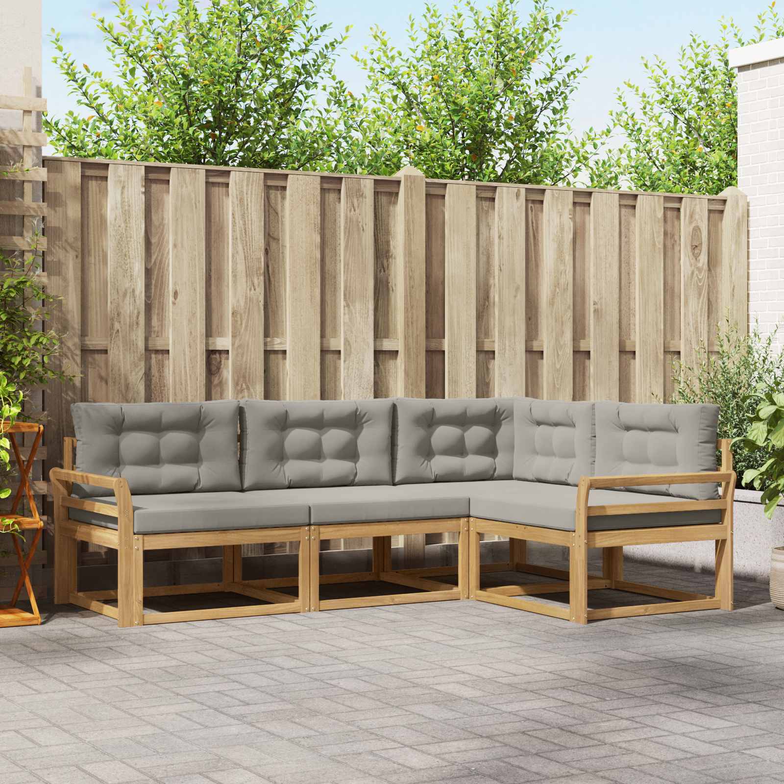 vidaXL Set de canapele de exterior 3 pcs Alb și gri deschis Poliester