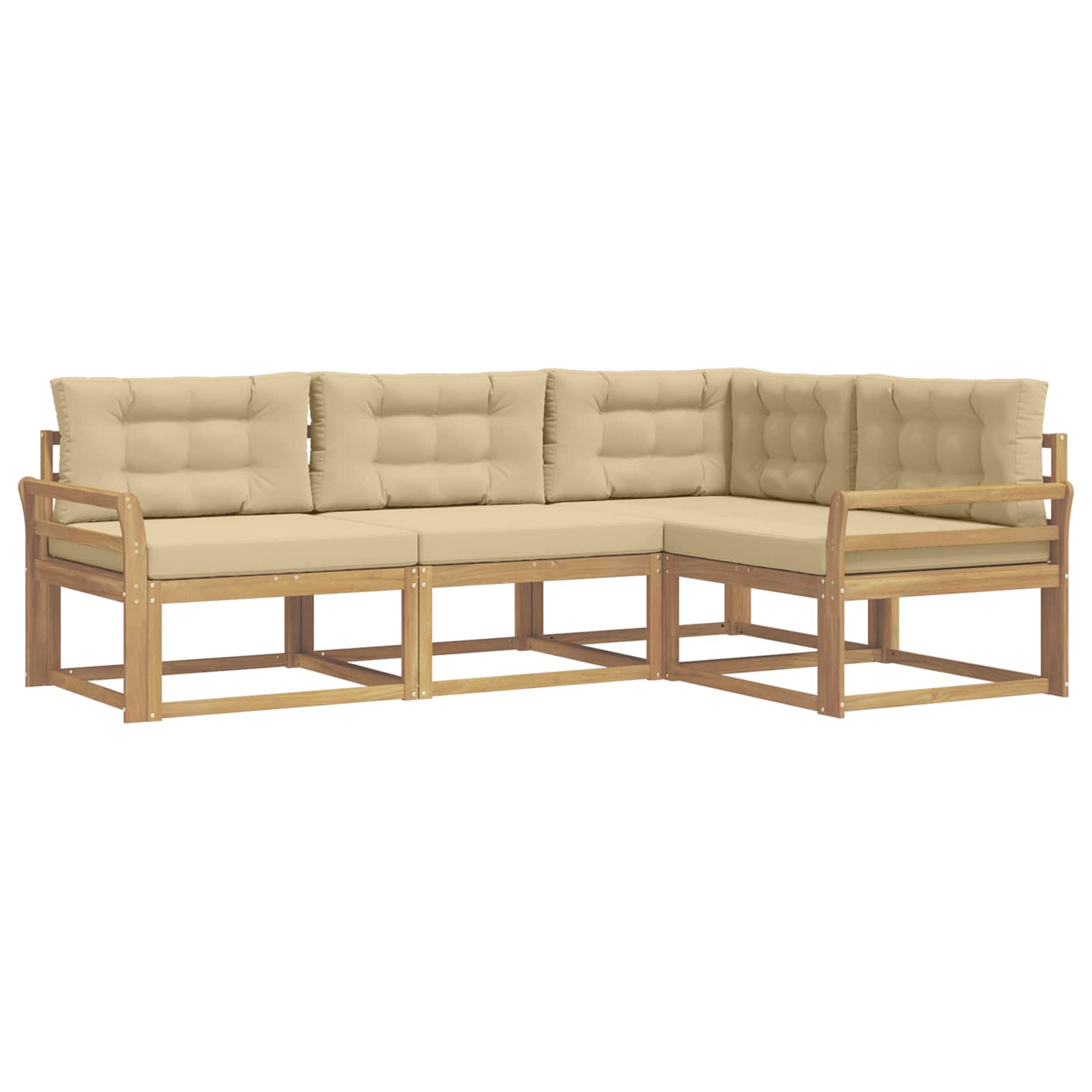 vidaXL Buiten bankenset 4 st Wit en Beige 250 x 170,5 x 73 cm, foto 3