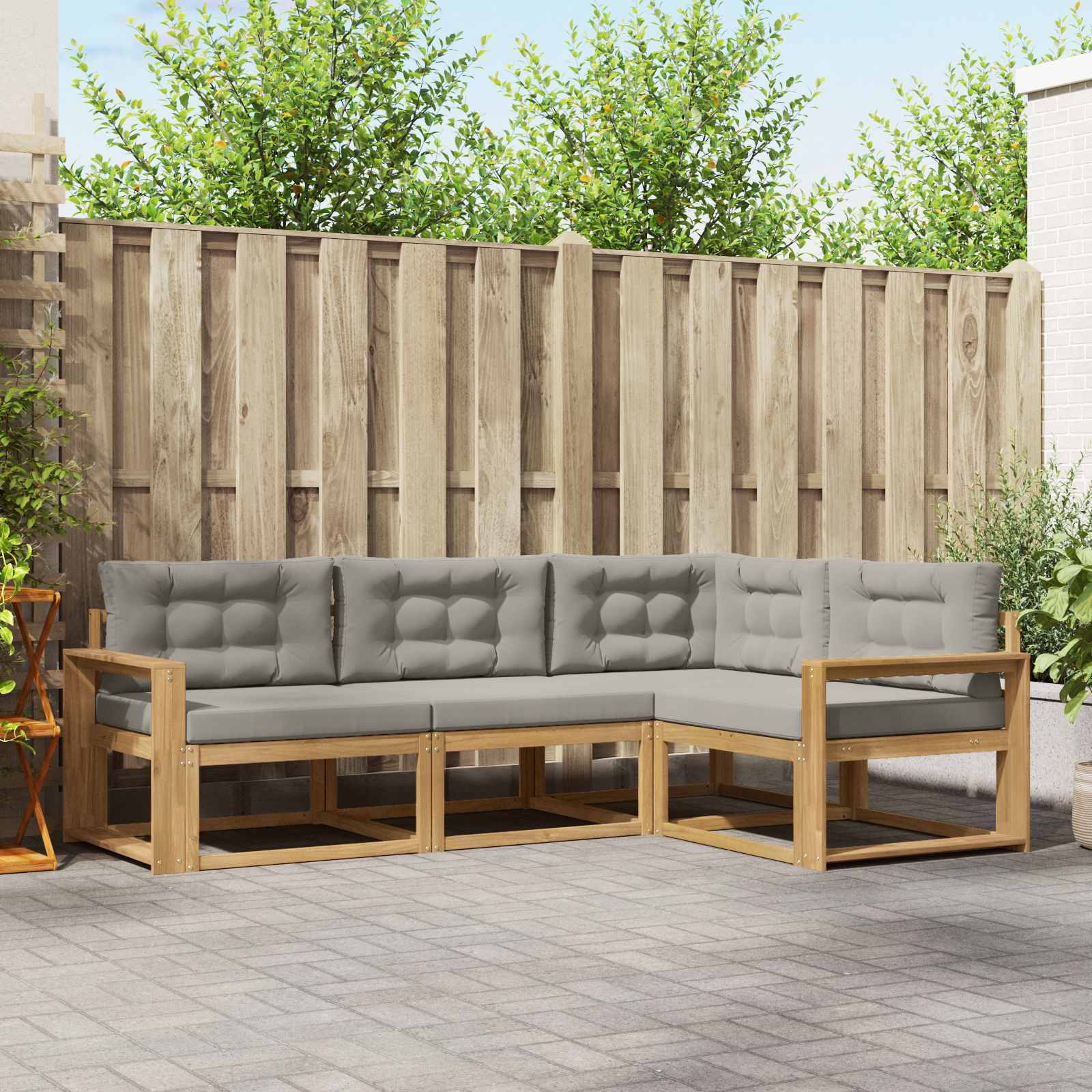 vidaXL Set de canapele de exterior 3 pcs Alb și gri deschis Poliester
