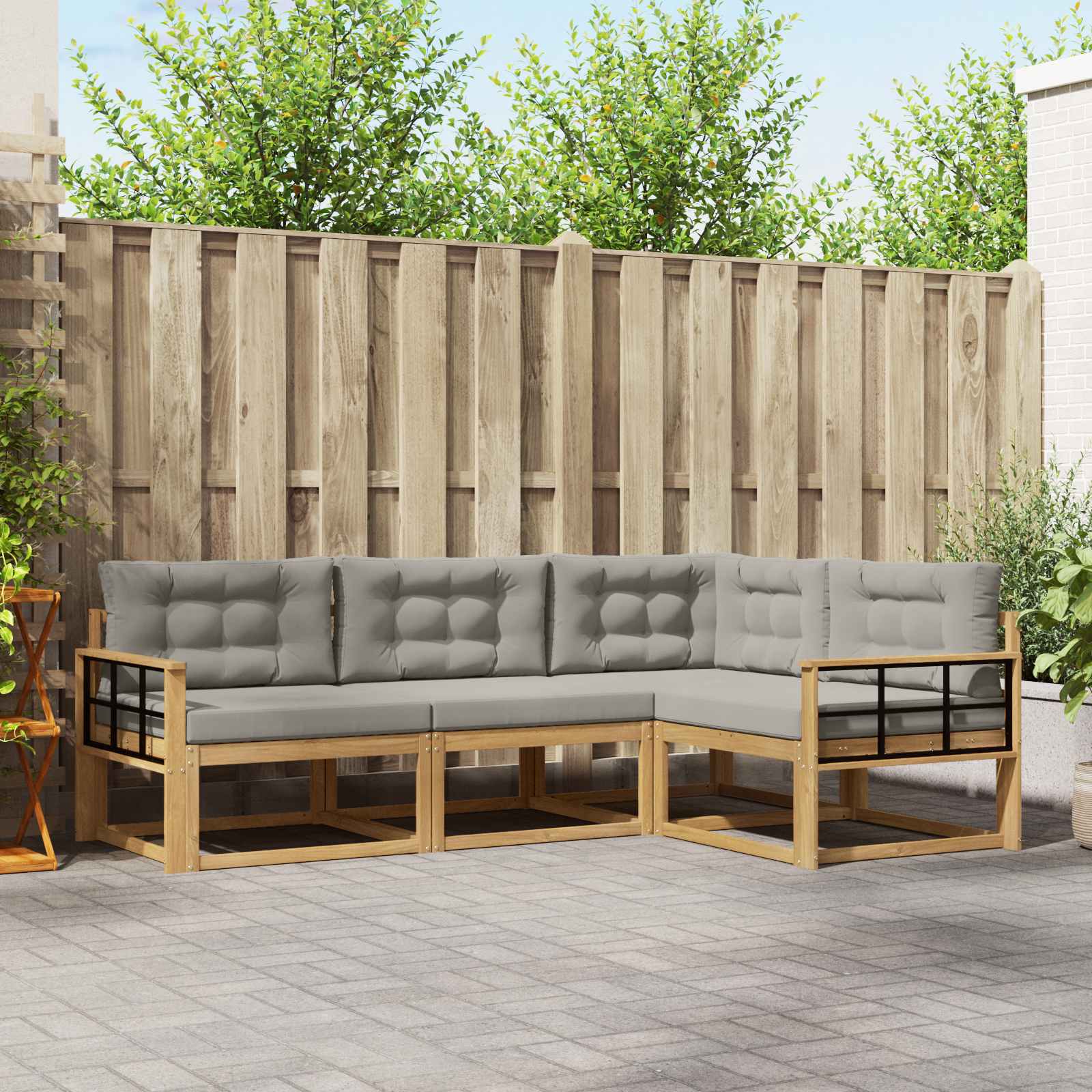 vidaXL Set de canapele de exterior 3 pcs Alb și gri deschis Poliester