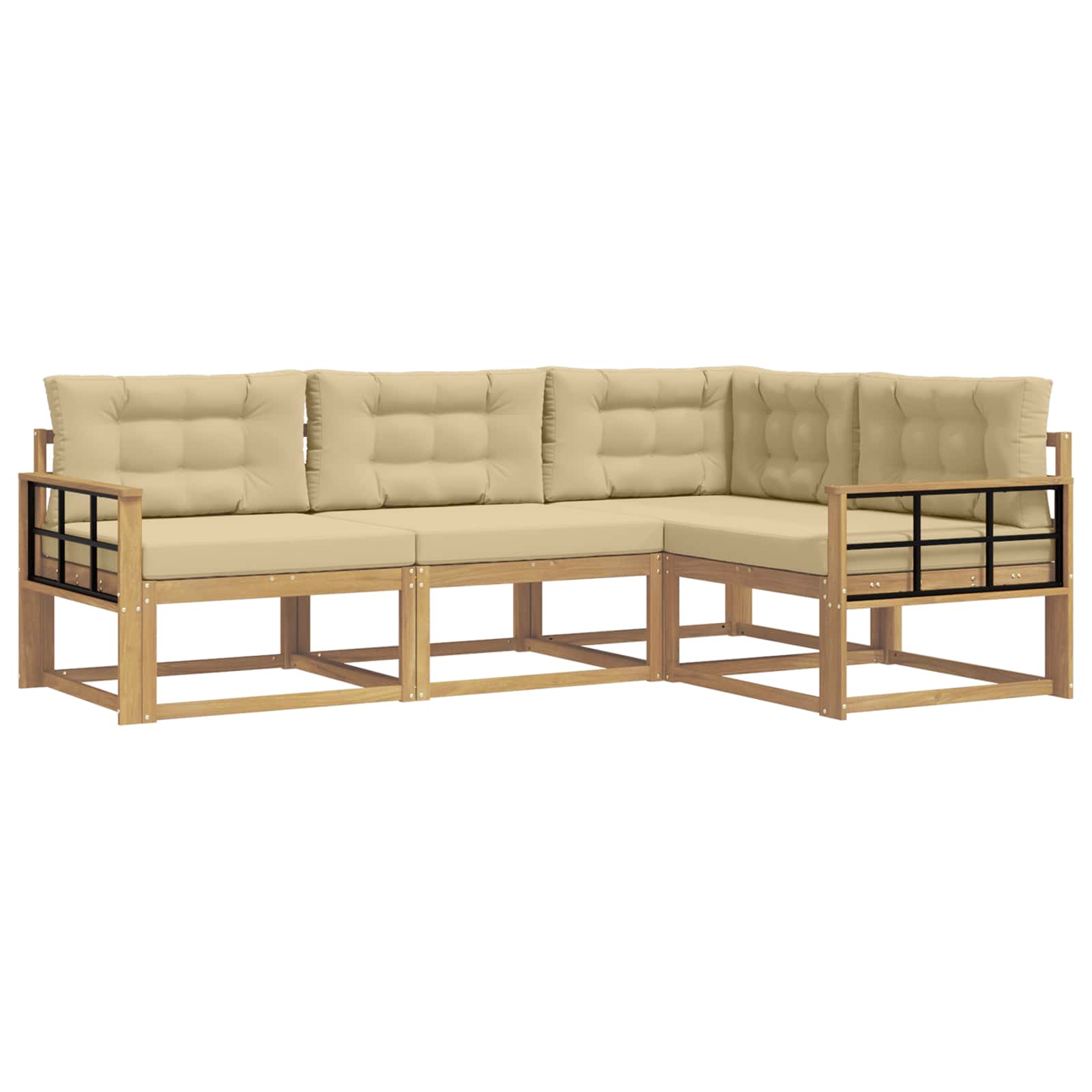 vidaXL Buiten bankenset 4 st Wit en Beige 247,5 x 168,5 x 73 cm, foto 3