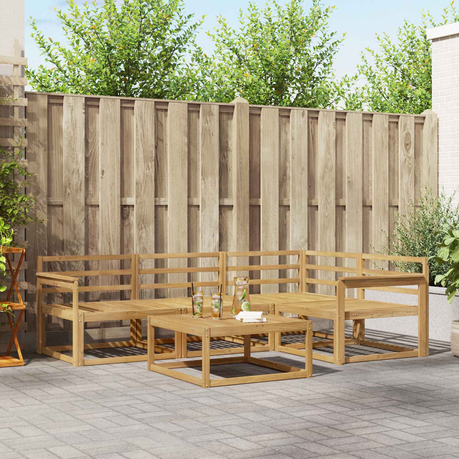 vidaXL Set de canapele de exterior 5 pcs Alb 79 x 79 x 37 cm