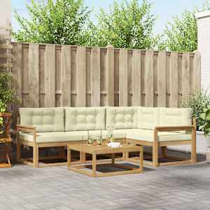 Zunanja garnitura za sedenje 5 pcs Bela in krem 79 x 79 x 37 cm