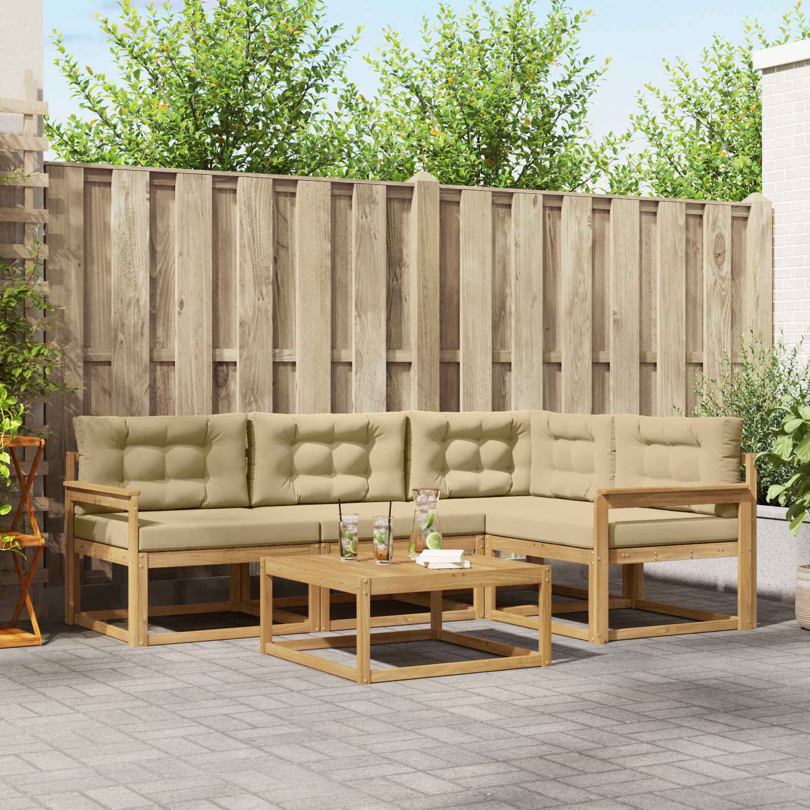 vidaXL Set de canapele de exterior 5 pcs Alb și Bej 79 x 79 x 37 cm