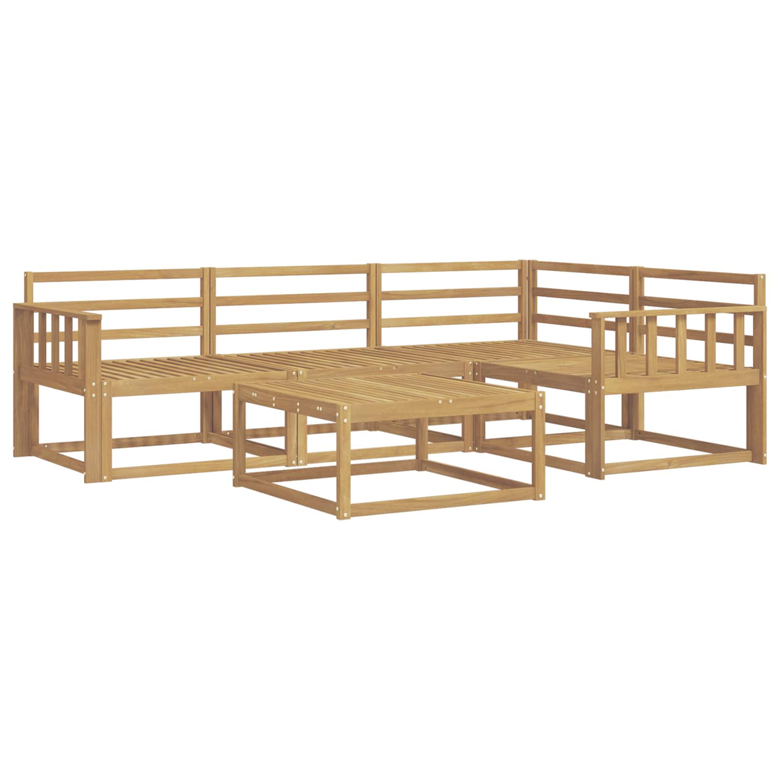Buiten bankenset 5 pcs Wit 79 x 79 x 37 cm Massief Acaciahout image 2