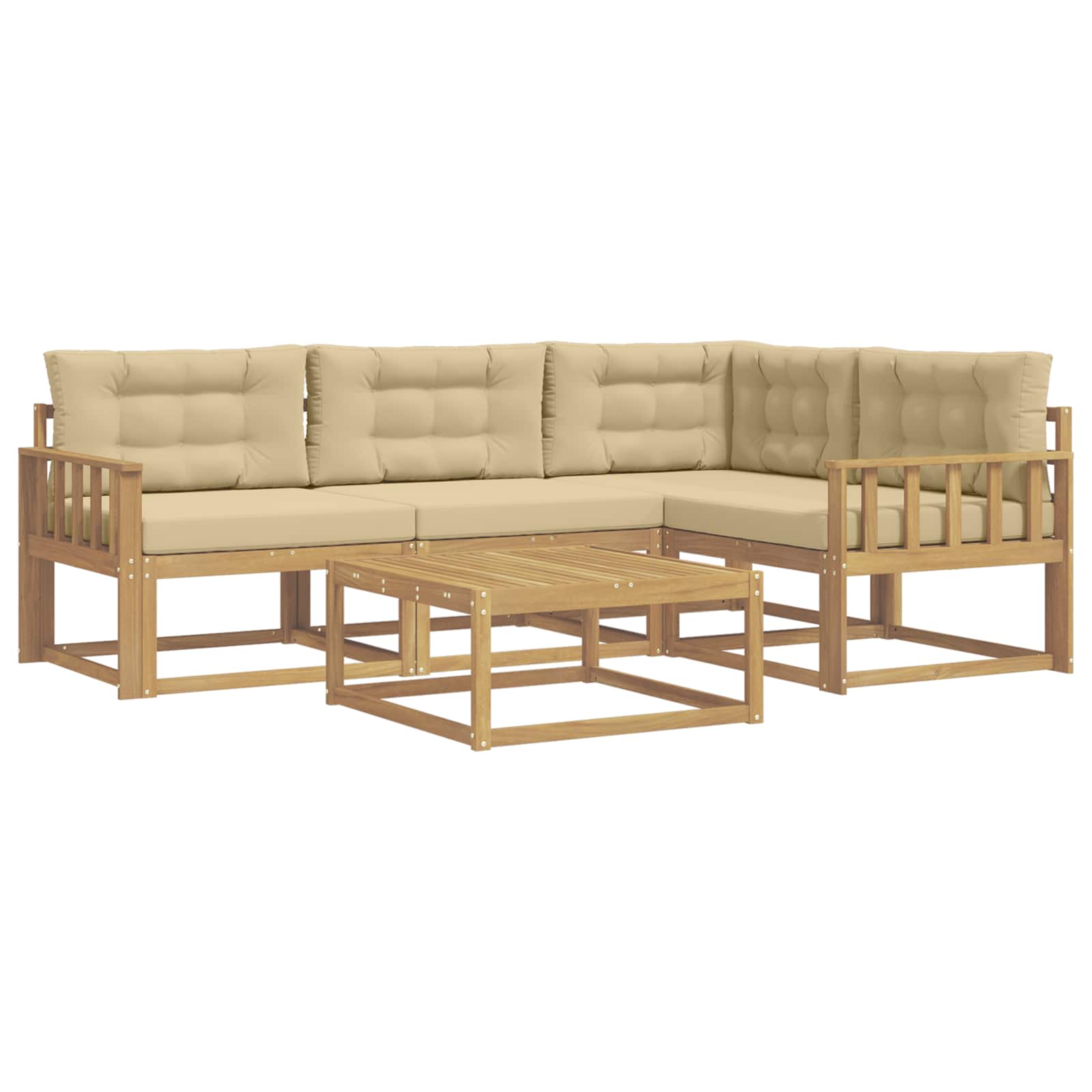 vidaXL Buiten bankenset 5 st Wit en Beige Polyester, foto 3