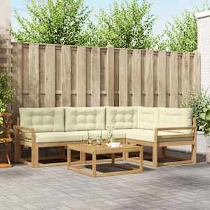Zunanja garnitura za sedenje 5 pcs Bela in krem 79 x 79 x 37 cm
