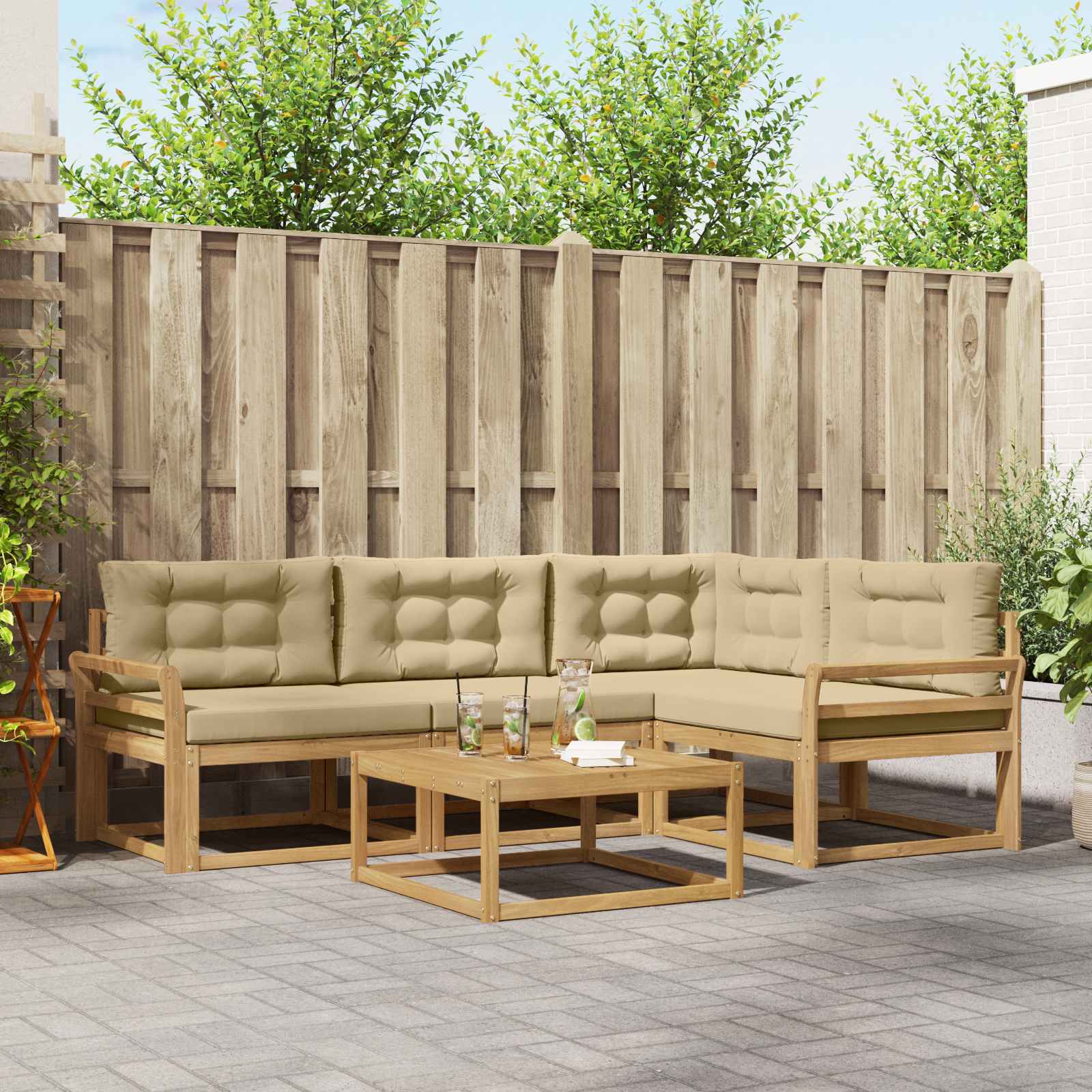 vidaXL Set de canapele de exterior 5 pcs Alb și Bej 79 x 79 x 37 cm