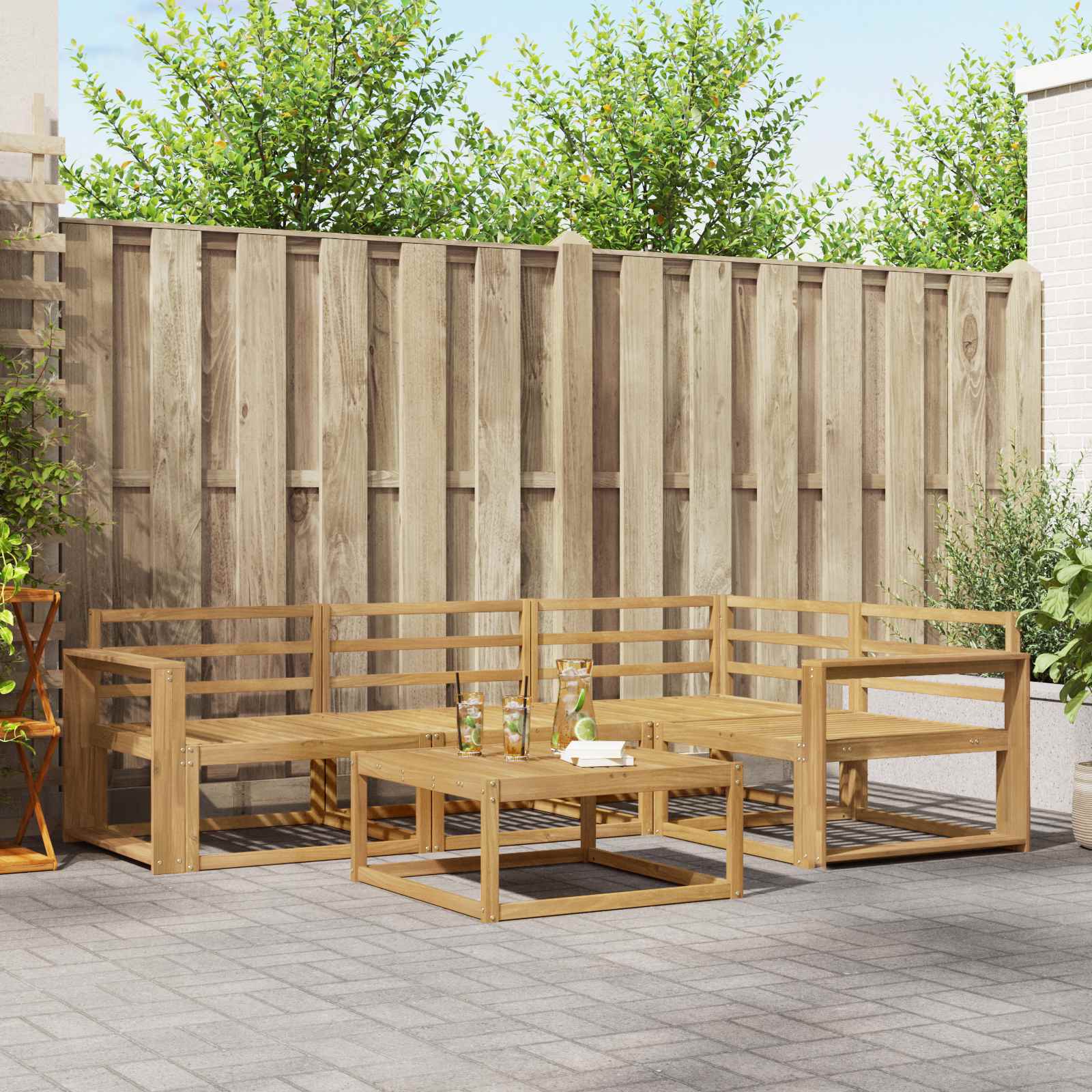 vidaXL Set de canapele de exterior 5 pcs Alb 79 x 79 x 37 cm