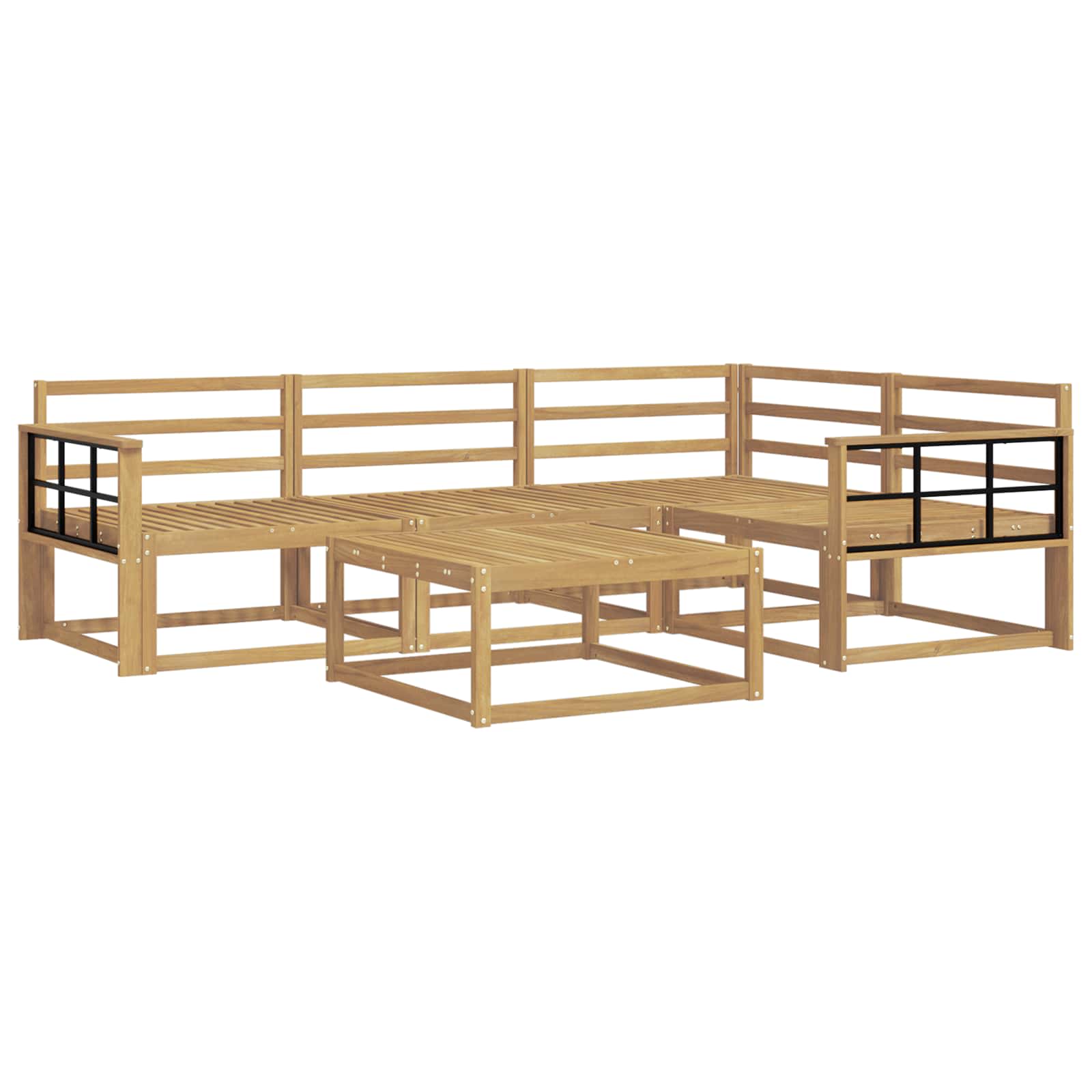 Buiten bankenset 5 pcs Wit 79 x 79 x 37 cm Massief Acaciahout image 2