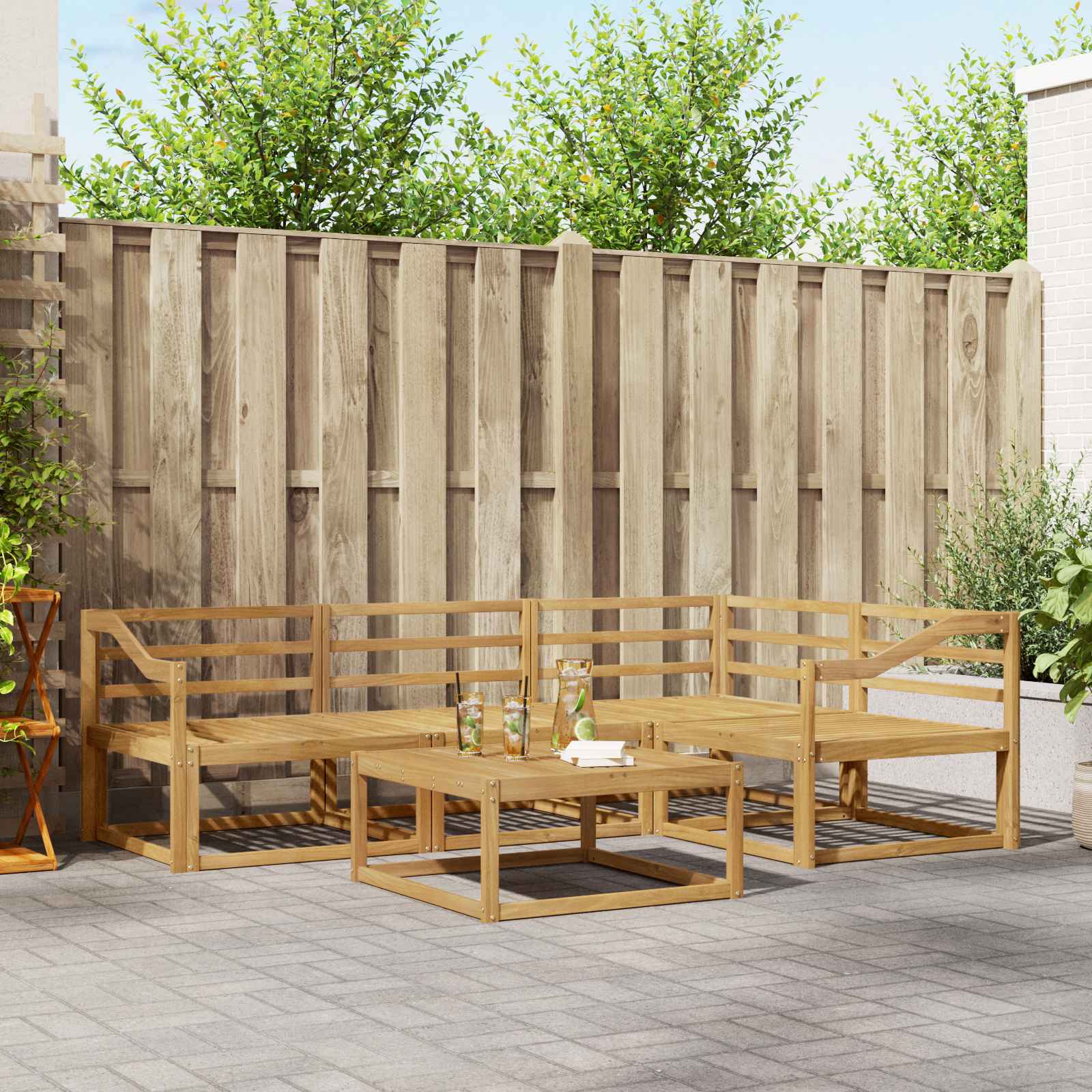 vidaXL Set de canapele de exterior 5 pcs Alb 79 x 79 x 37 cm