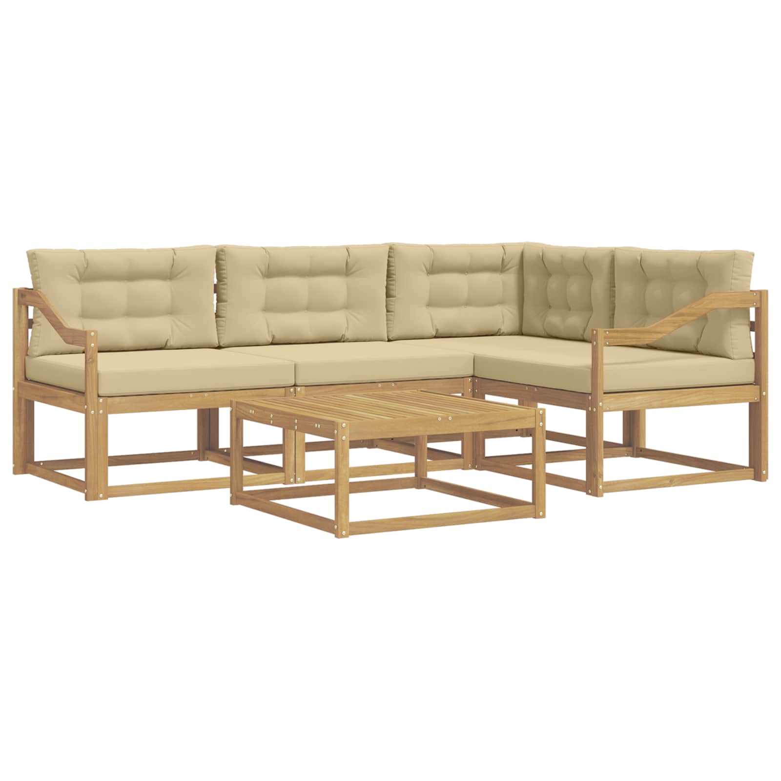 vidaXL Buiten bankenset 5 st Wit en Beige Polyester, foto 3
