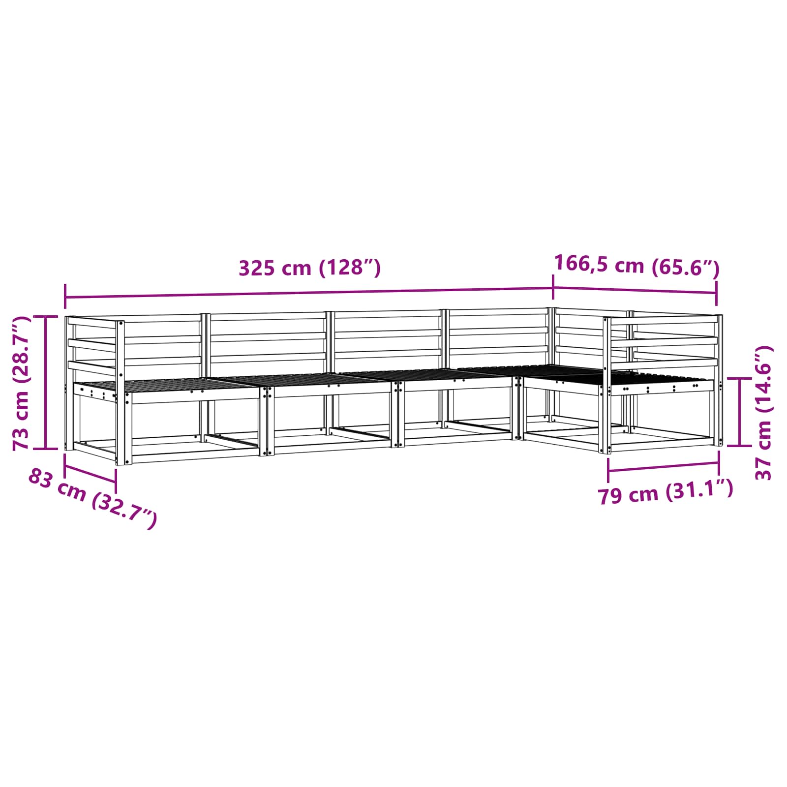 Buiten bankenset 5 pcs Wit Massief Acaciahout image 8