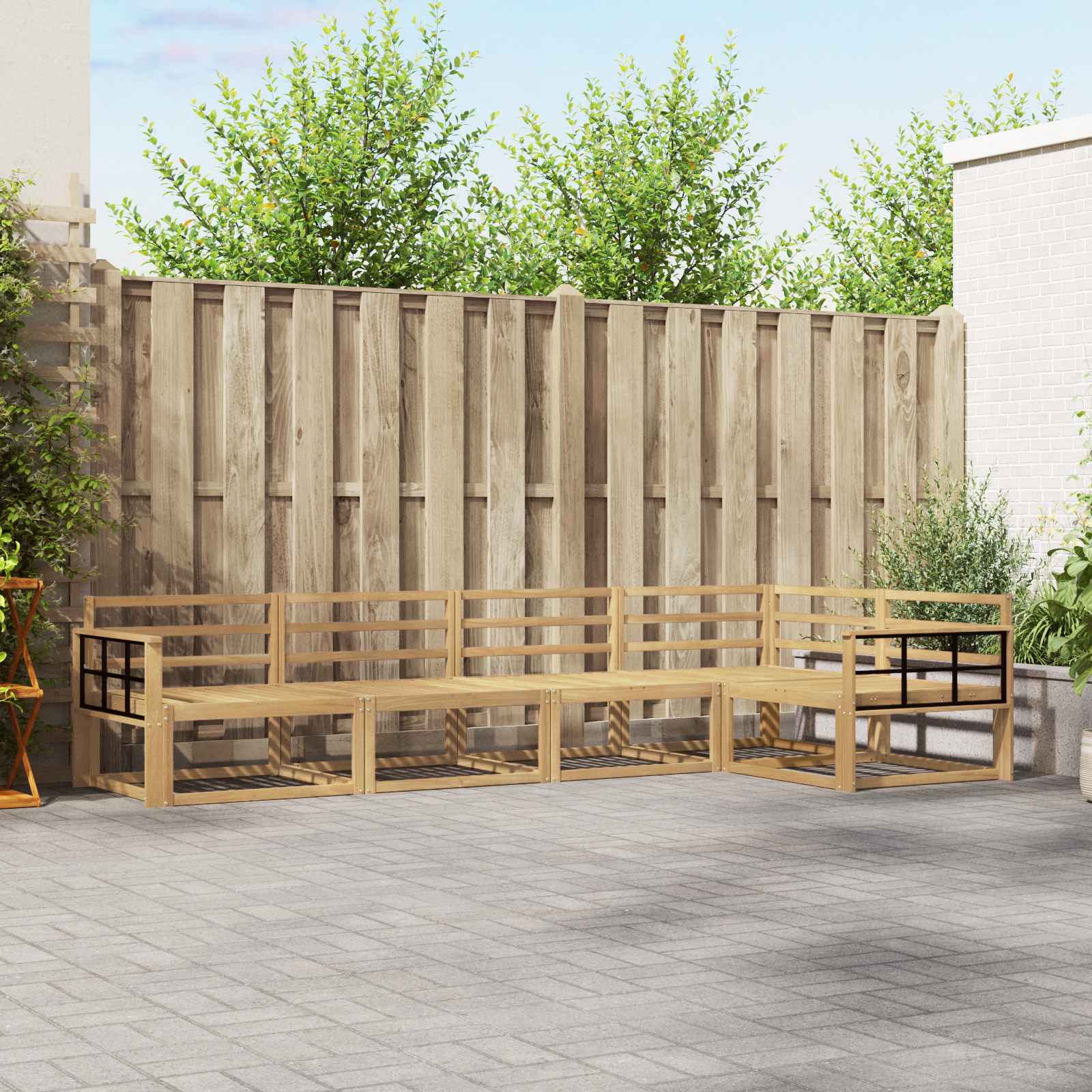 vidaXL Set de canapele de exterior 5 pcs Alb 327 x 168,5 x 73 cm